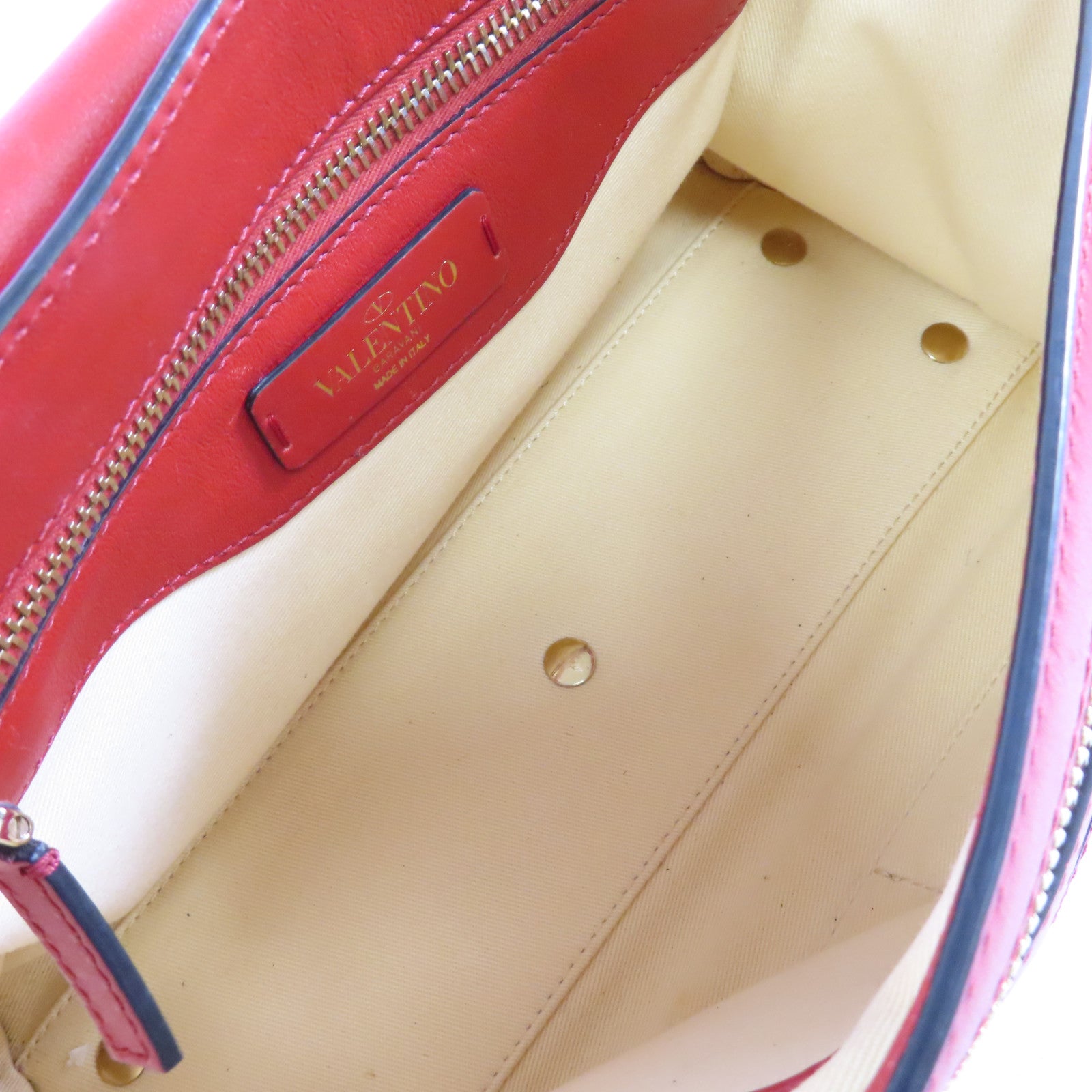 Valentino 牛皮皮革Rockstud 2Way Shoulder Bag金扣手挽肩背兩用袋紅色