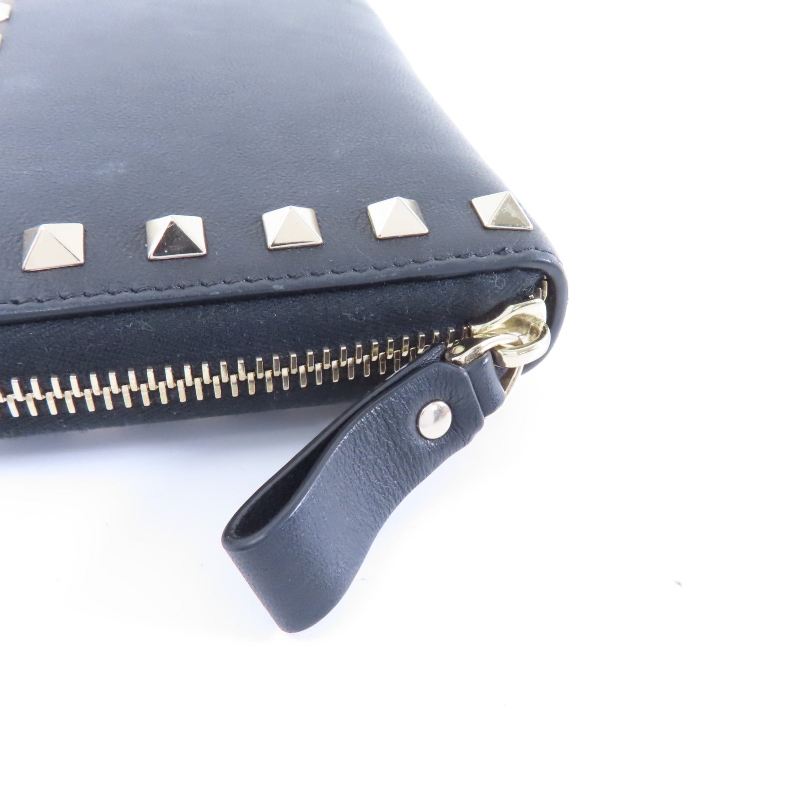 Valentino 【激減優惠】牛皮皮革Zipper Wallet金扣錢包黑色