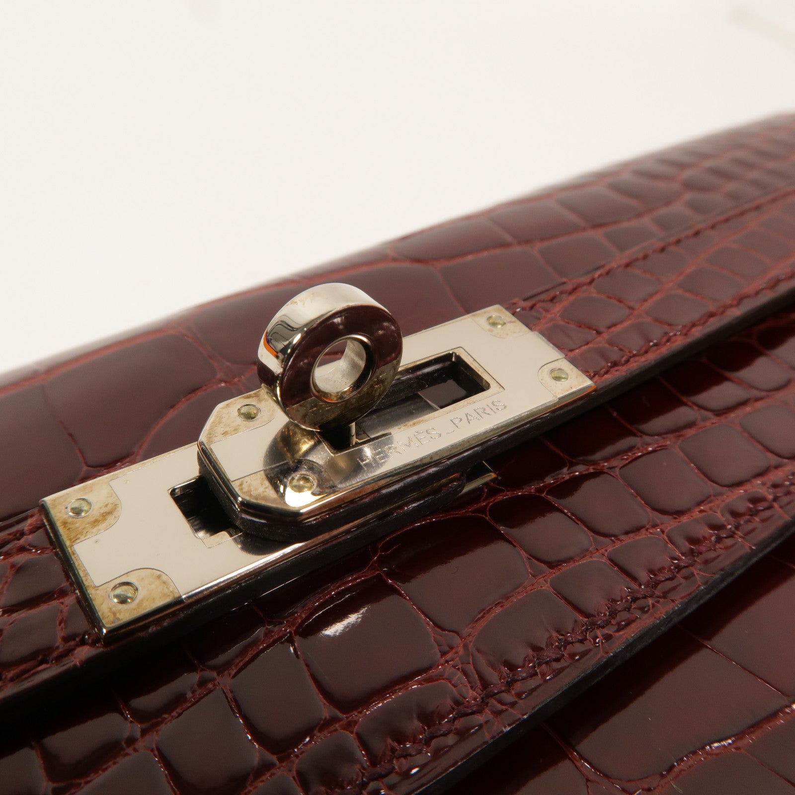 HERMES Alligator皮革Kelly Long Wallet長錢包Bourgogne