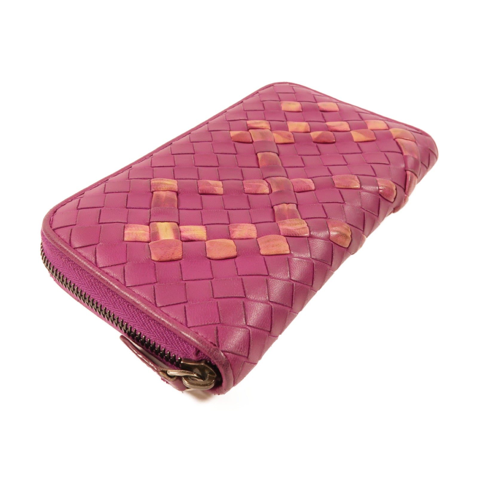 BOTTEGA VENETA 【激減優惠】羊皮皮革Long Wallet銀扣長錢包紫色