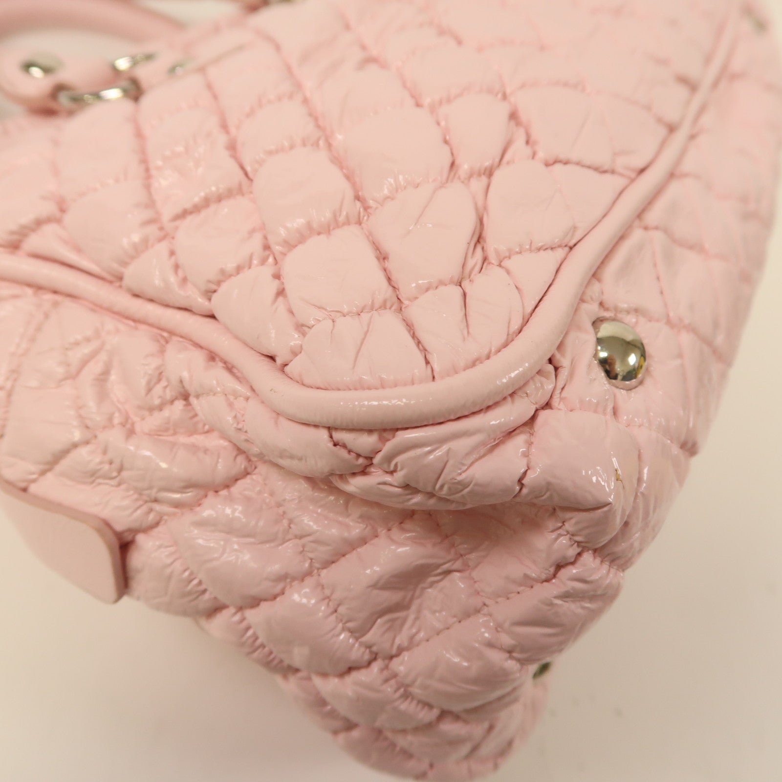 Miu Miu 漆皮皮革Shoulder Bag銀扣手挽肩背兩用袋粉紅色