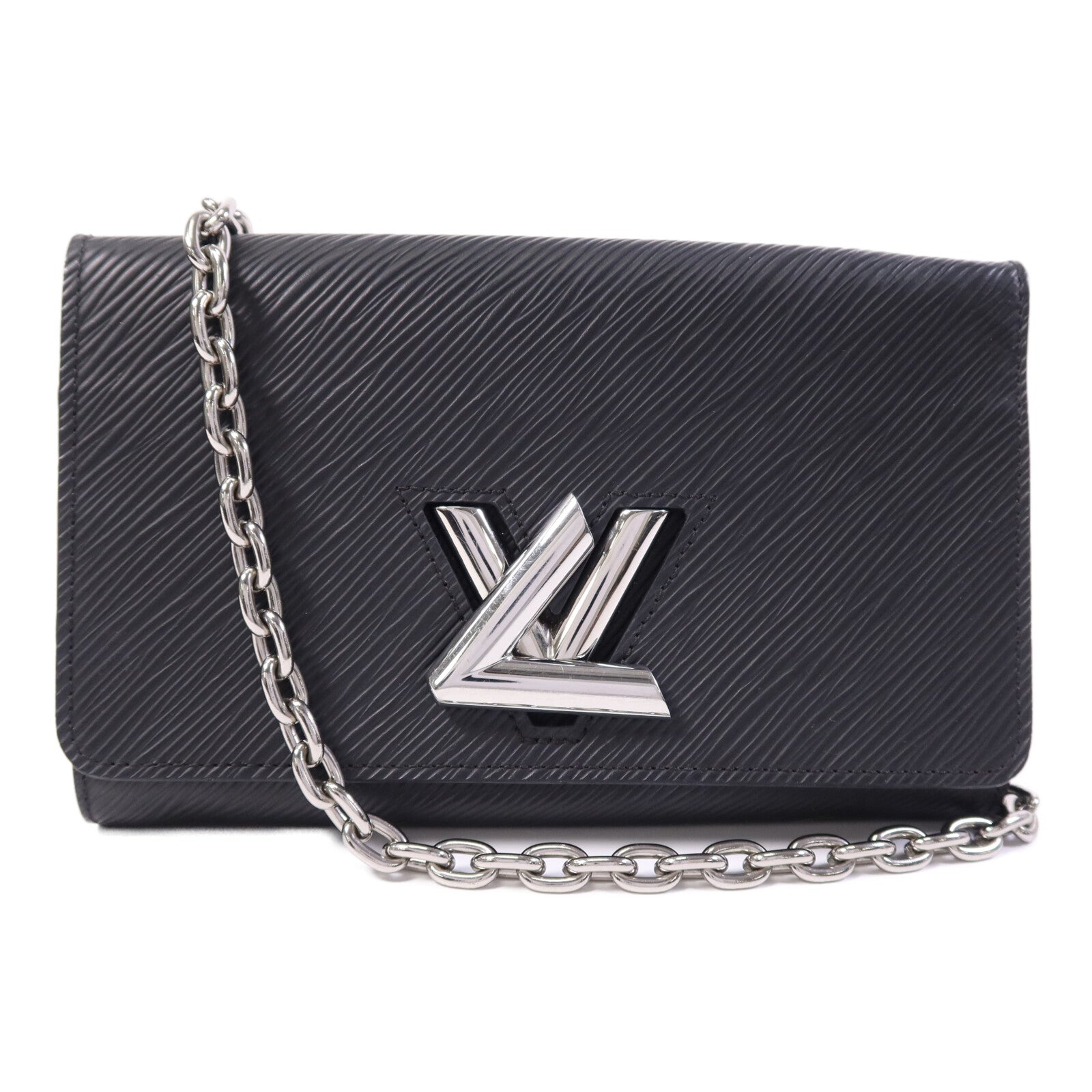 LOUIS VUITTON Epi Portefuille Twist Chain Wallet銀扣鏈帶肩背袋