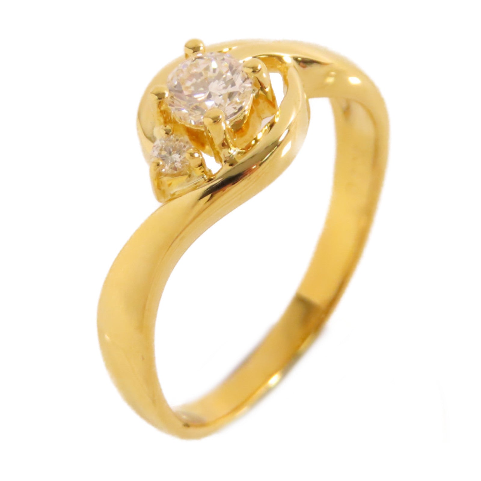 JEWELRY 【激減優惠】18K黃金/0.25ct鑽石/0.02ct鑽石Diamond Ring戒指US#6
