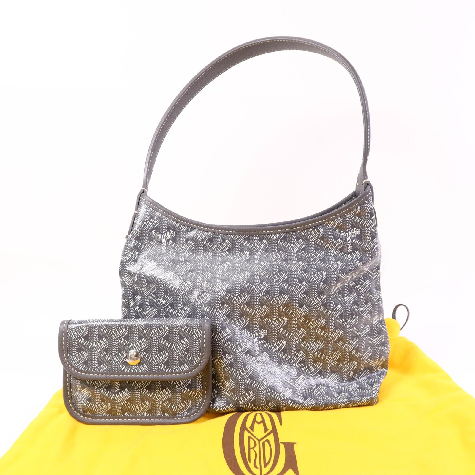 GOYARD 塗層帆布Mini Hobo銀扣手挽袋
