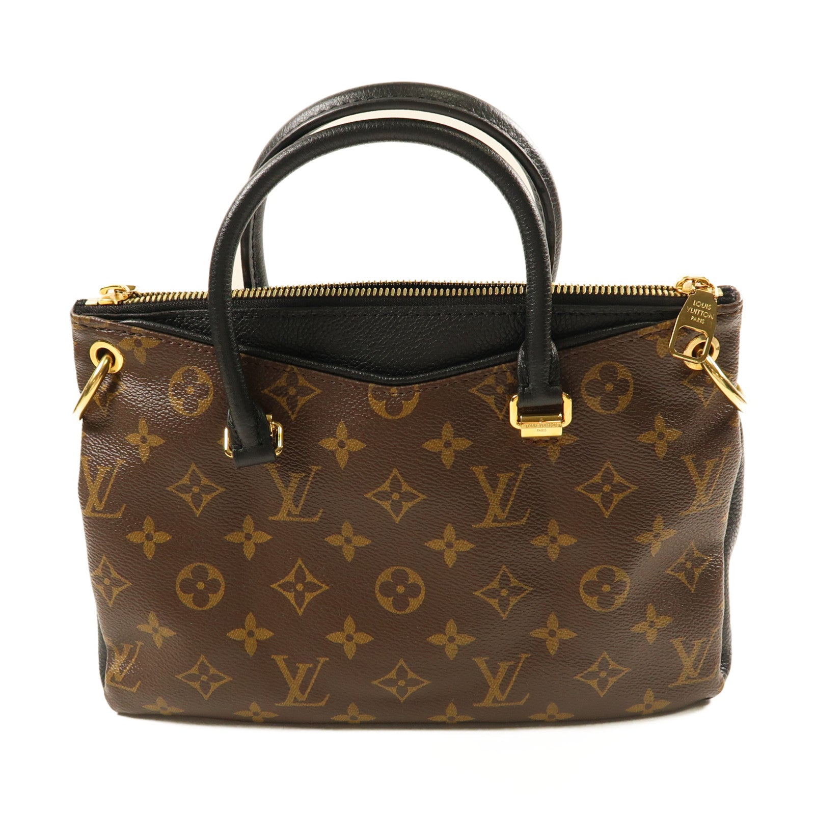 LOUIS VUITTON Monogram Pallas BB金扣手挽肩背兩用袋啡色/黑色