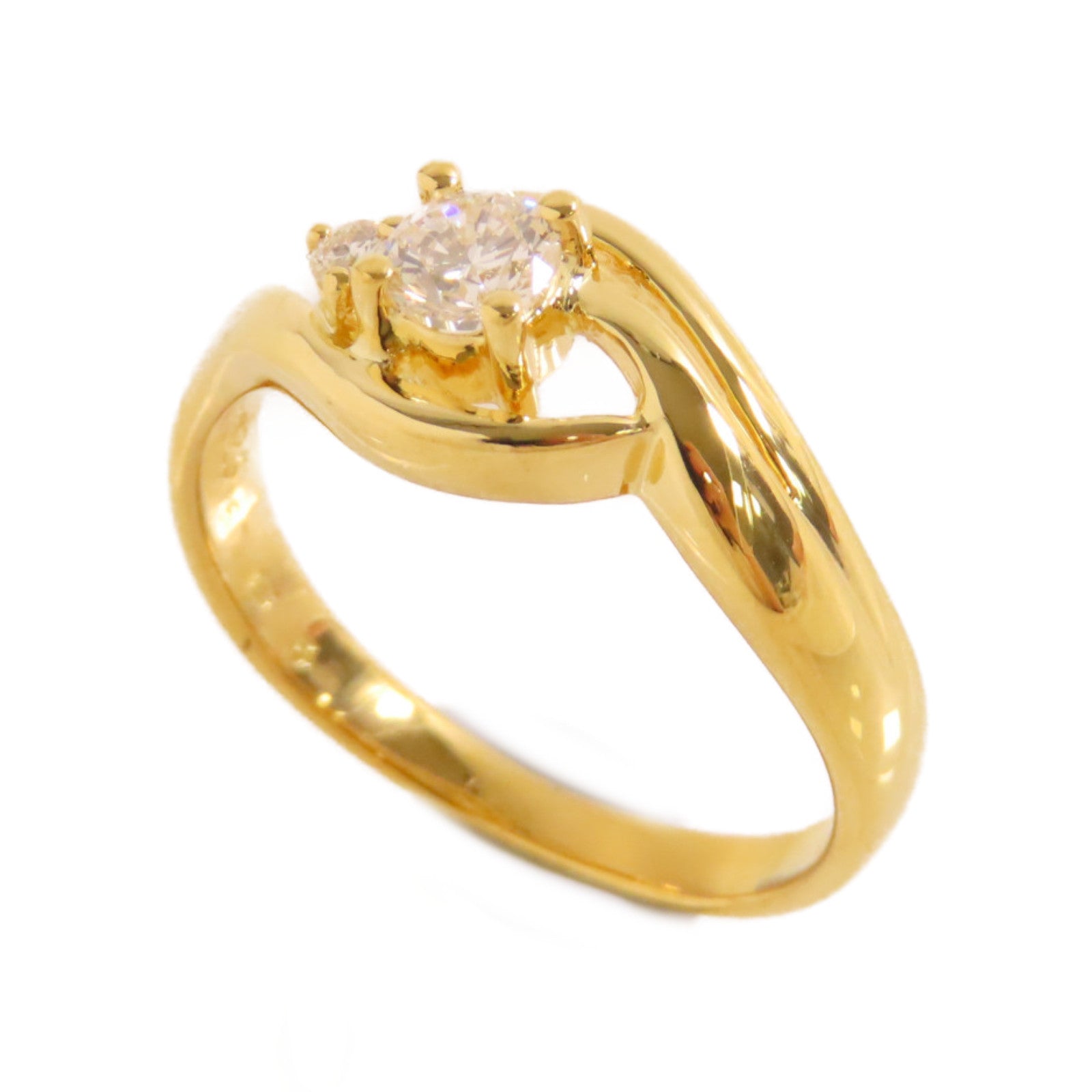 JEWELRY 【激減優惠】18K黃金/0.25ct鑽石/0.02ct鑽石Diamond Ring戒指US#6