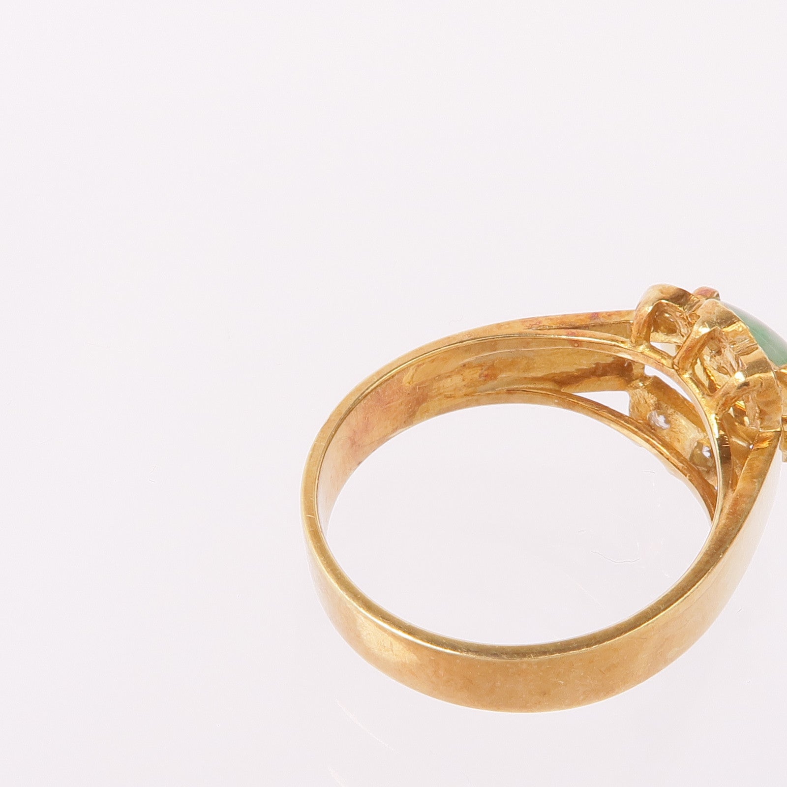 JEWELRY 18K黃金Jade Diamond Ring翡翠/鑽石戒指US#5