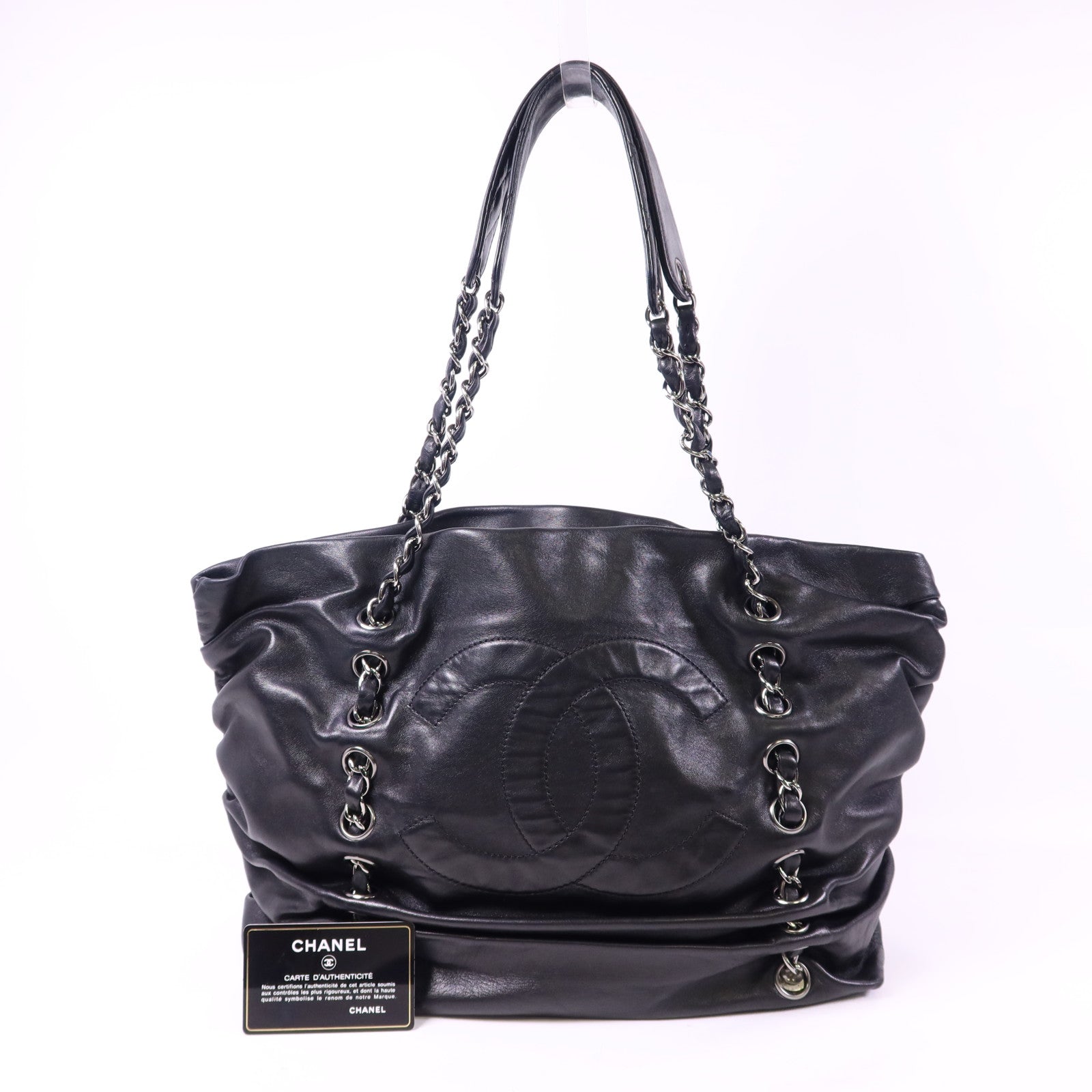 CHANEL 羊皮皮革Chain Shoulder Bag銀扣肩背袋