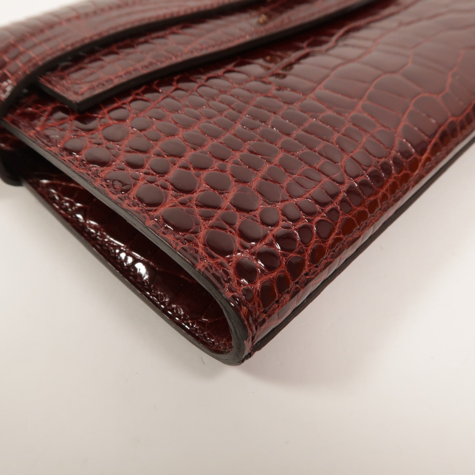 HERMES Alligator皮革Kelly Long Wallet長錢包Bourgogne
