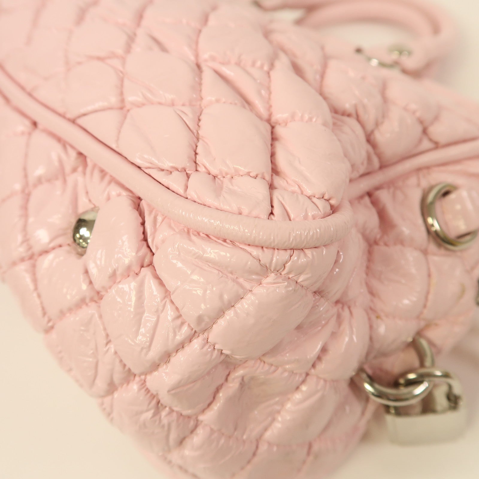 Miu Miu 漆皮皮革Shoulder Bag銀扣手挽肩背兩用袋粉紅色