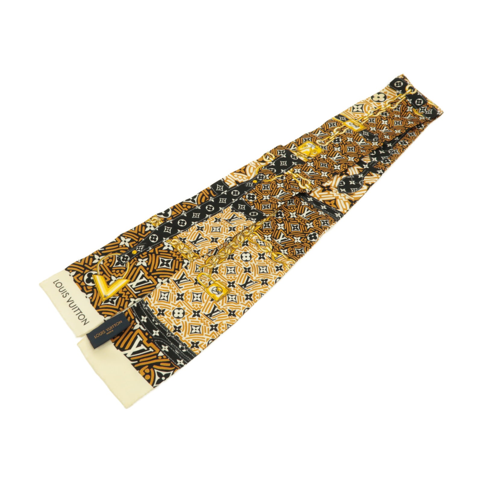 LOUIS VUITTON 絲質Crafty Confidential Bandeau絲巾啡色