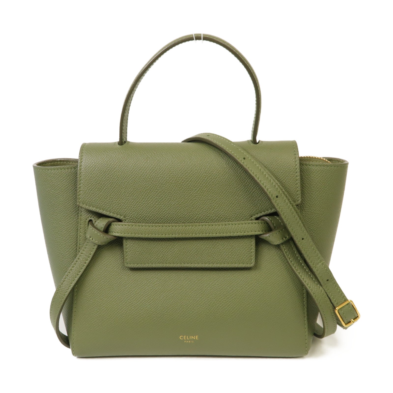 CELINE 牛皮皮革Nano Belt Bag金扣手挽肩背兩用袋綠色