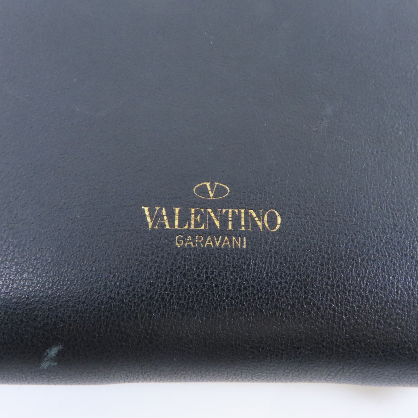 Valentino 【激減優惠】牛皮皮革Zipper Wallet金扣錢包黑色