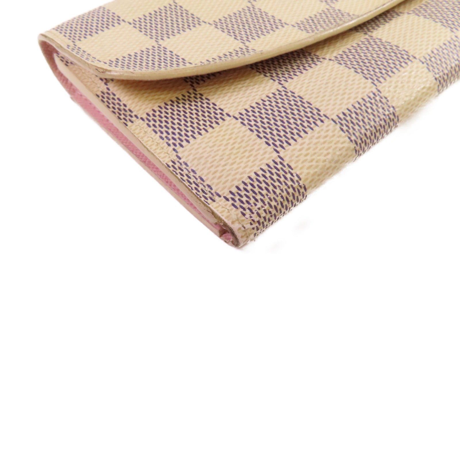 LOUIS VUITTON 【激減優惠】Damier Azur Emilie Long Wallet金扣長錢包米白色/粉紅色