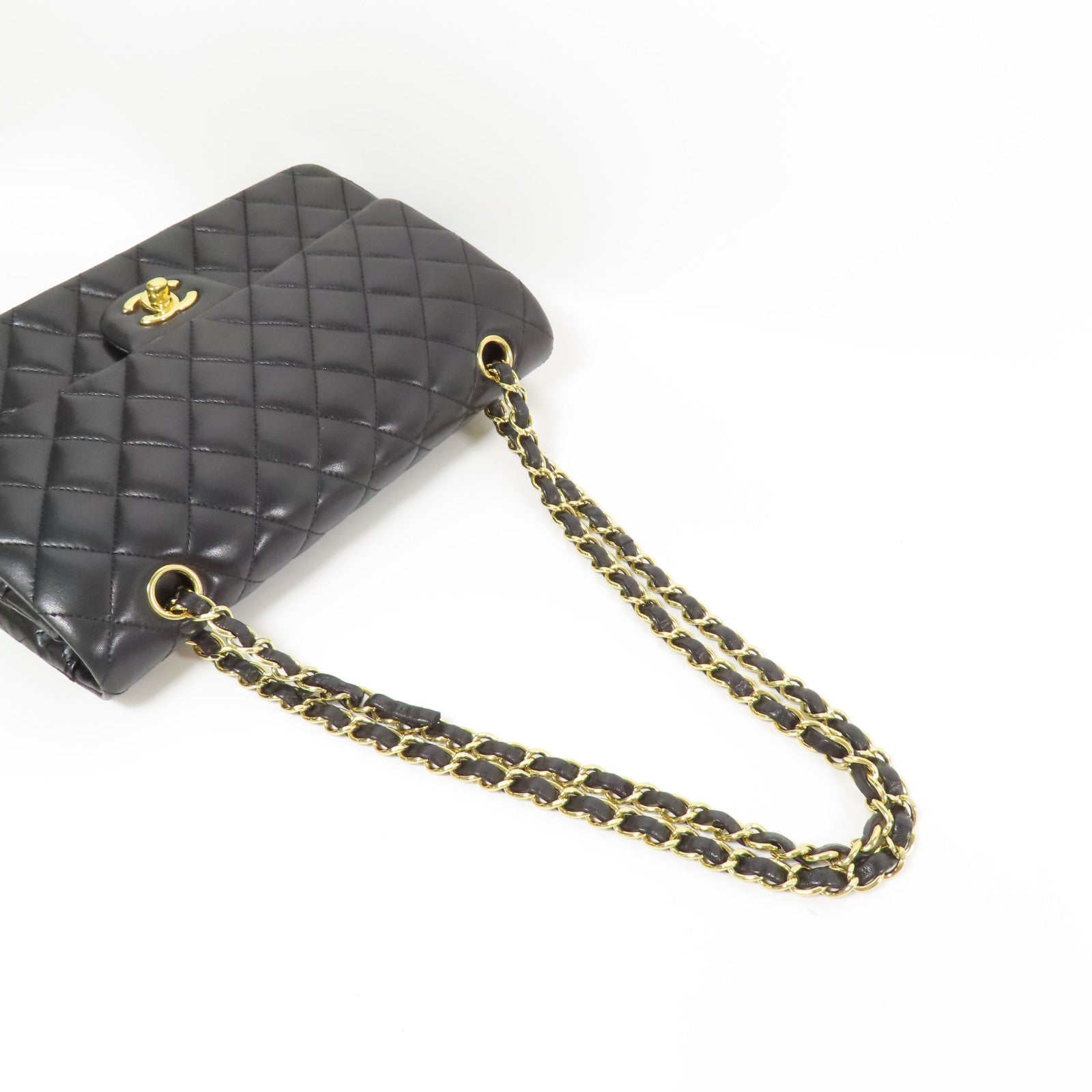 CHANEL CC GHW Classic 25 Chain Shoulder Bag A01112 Lambskin Leather Black