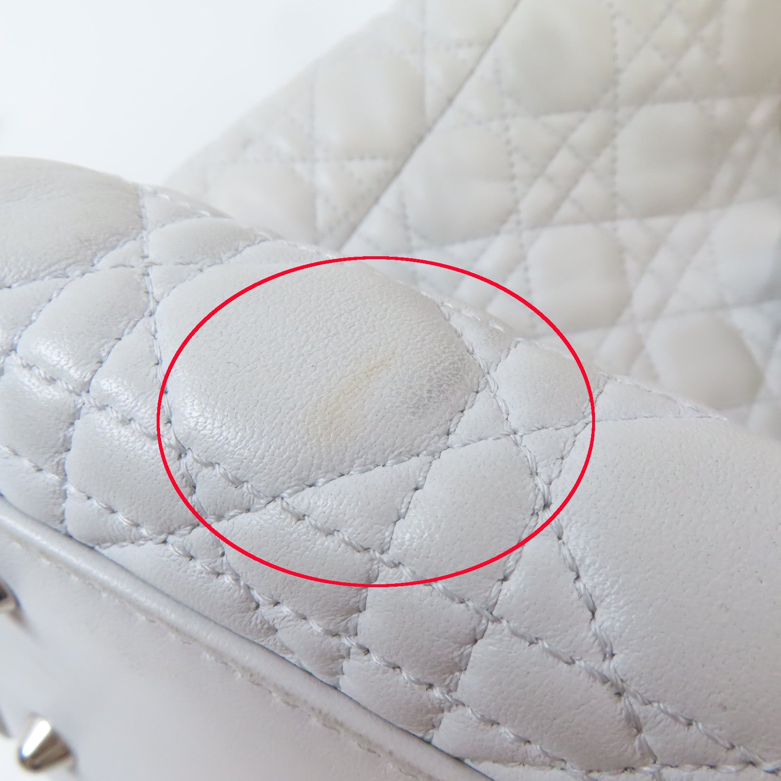 Dior 牛皮皮革Shoulder Bag銀扣鏈帶肩背袋白色
