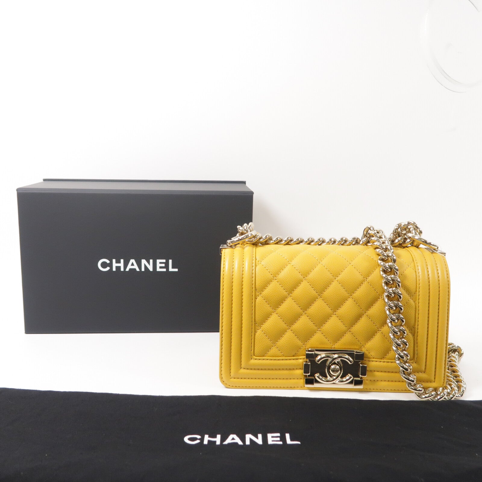 CHANEL 牛皮皮革Boy 20鏈帶肩背袋