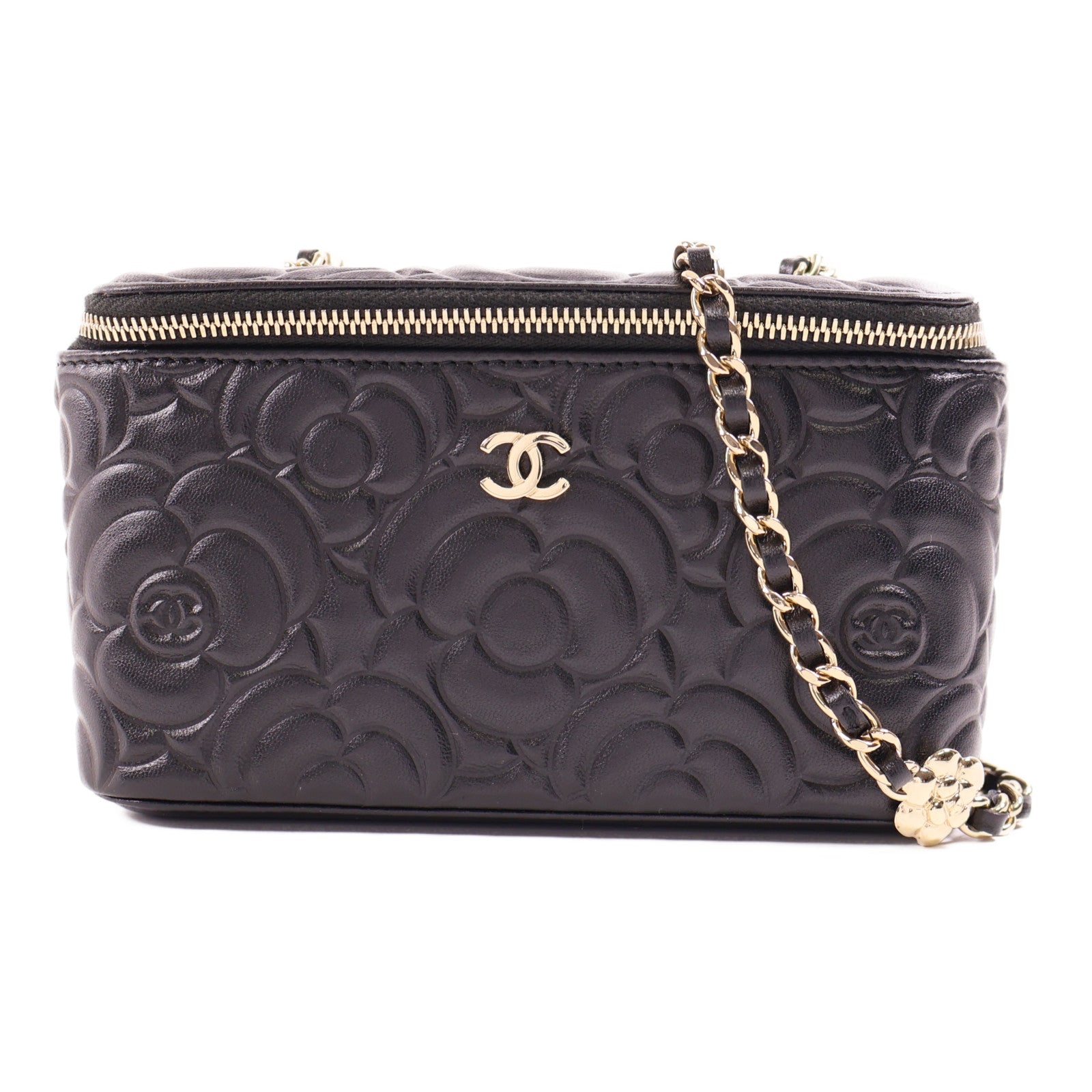 CHANEL CC GHW Vanity CaseChain Shoulder Bag Calfskin Leather Black