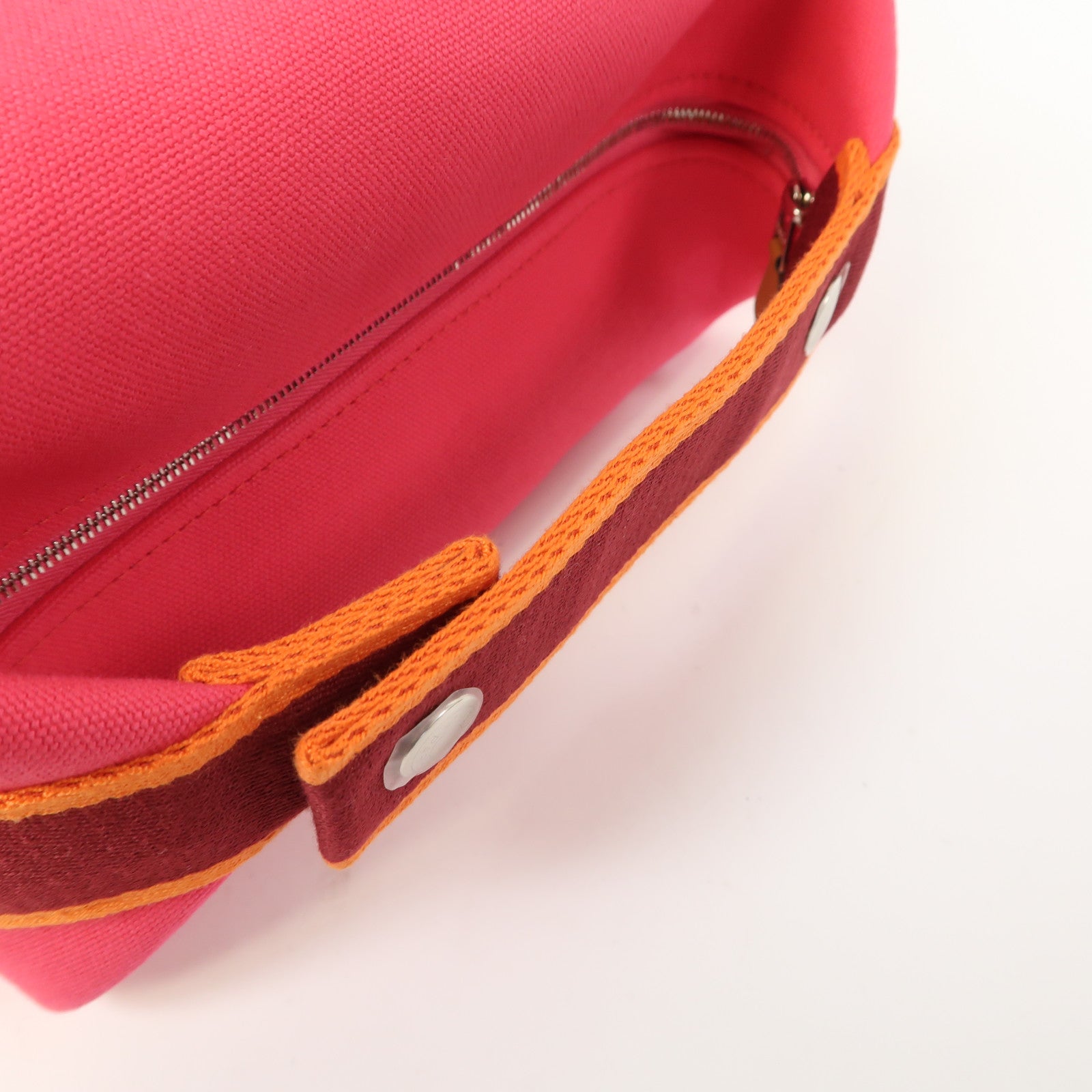HERMES 帆布Bride A Brac Pm銀扣手挽袋玫瑰極限桃紅色