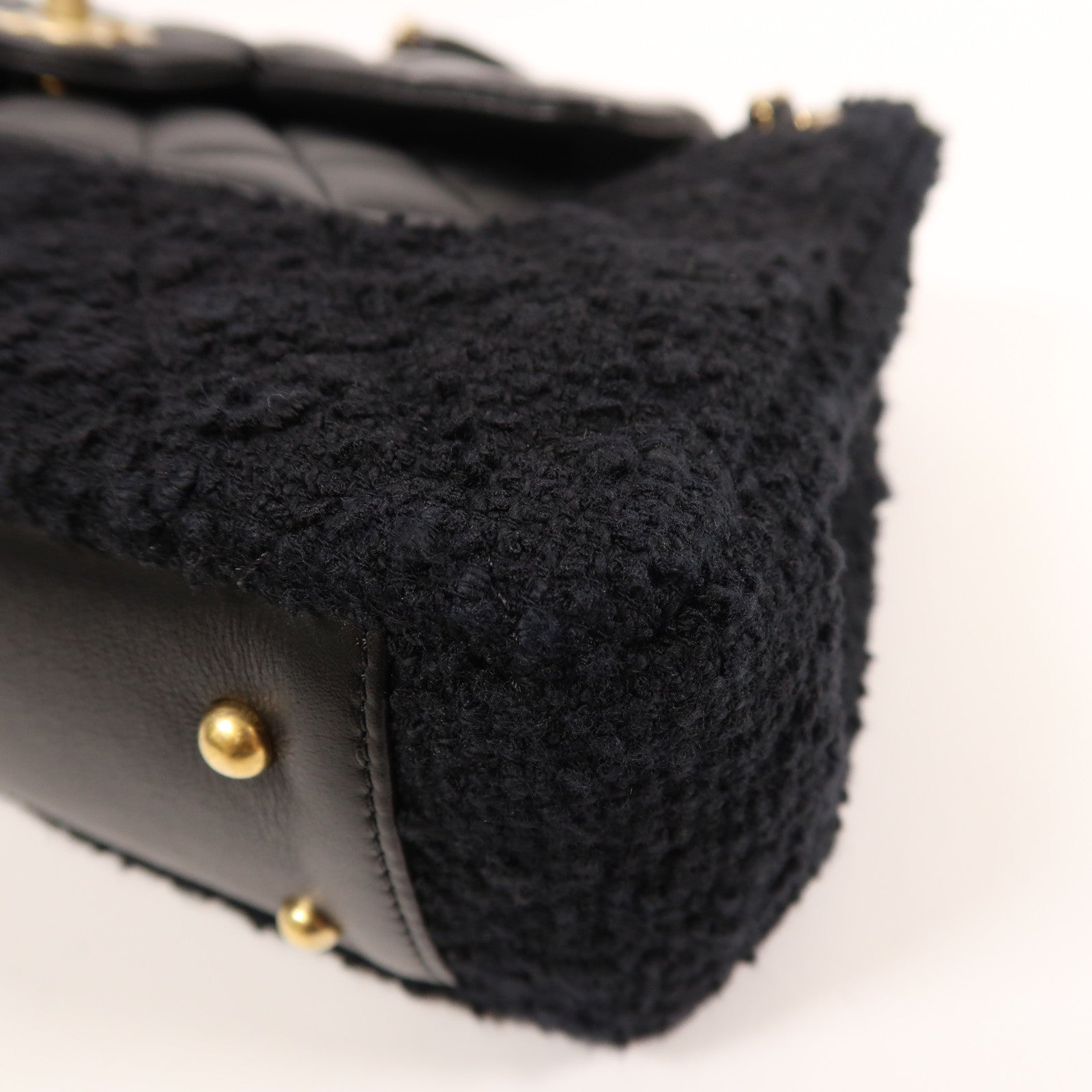 CHANEL 牛皮皮革/粗花呢2 Way Shoulder金扣手挽肩背兩用袋