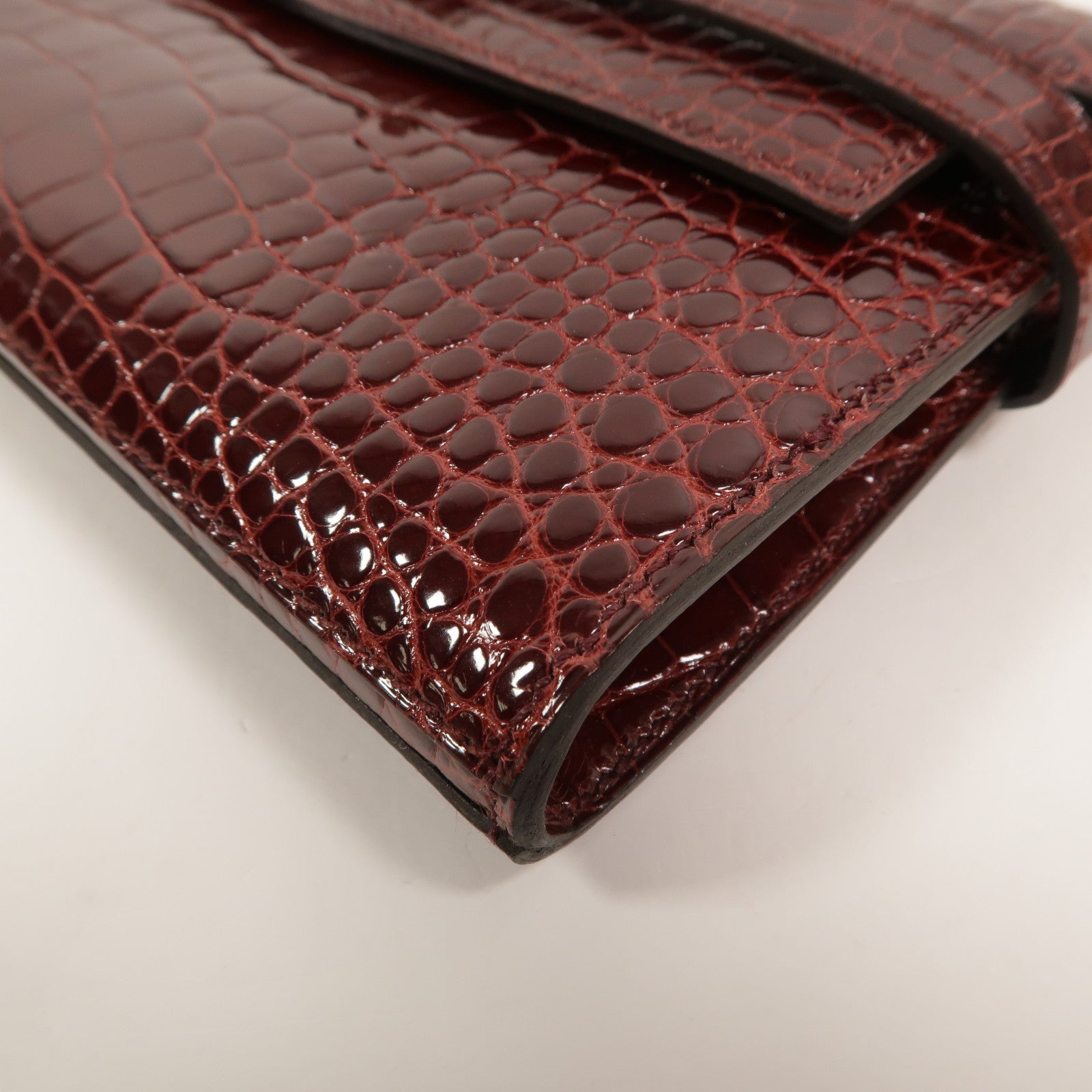 HERMES Alligator皮革Kelly Long Wallet長錢包Bourgogne
