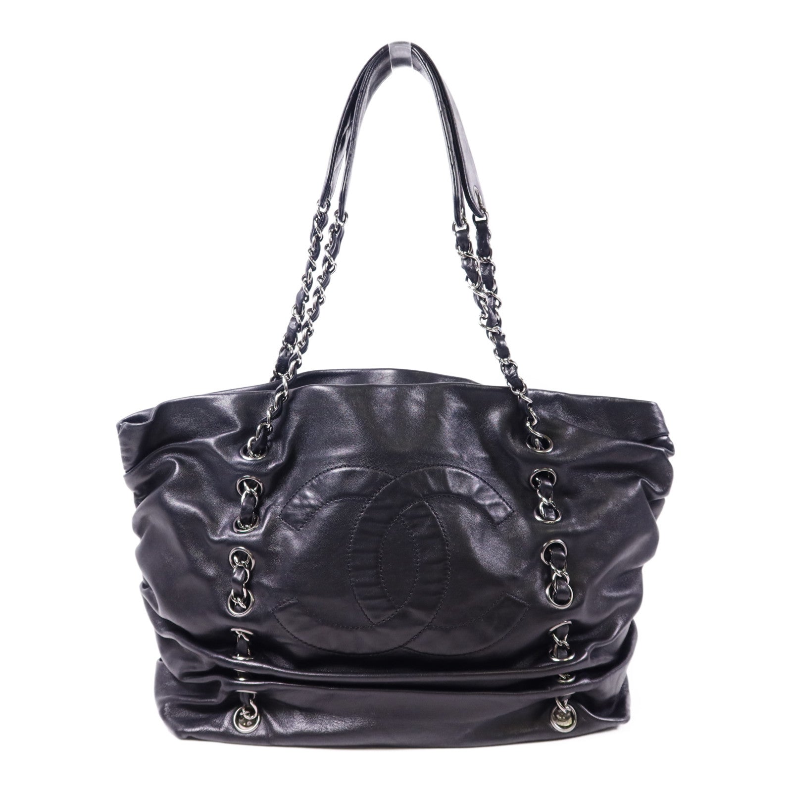 CHANEL 羊皮皮革Chain Shoulder Bag銀扣肩背袋