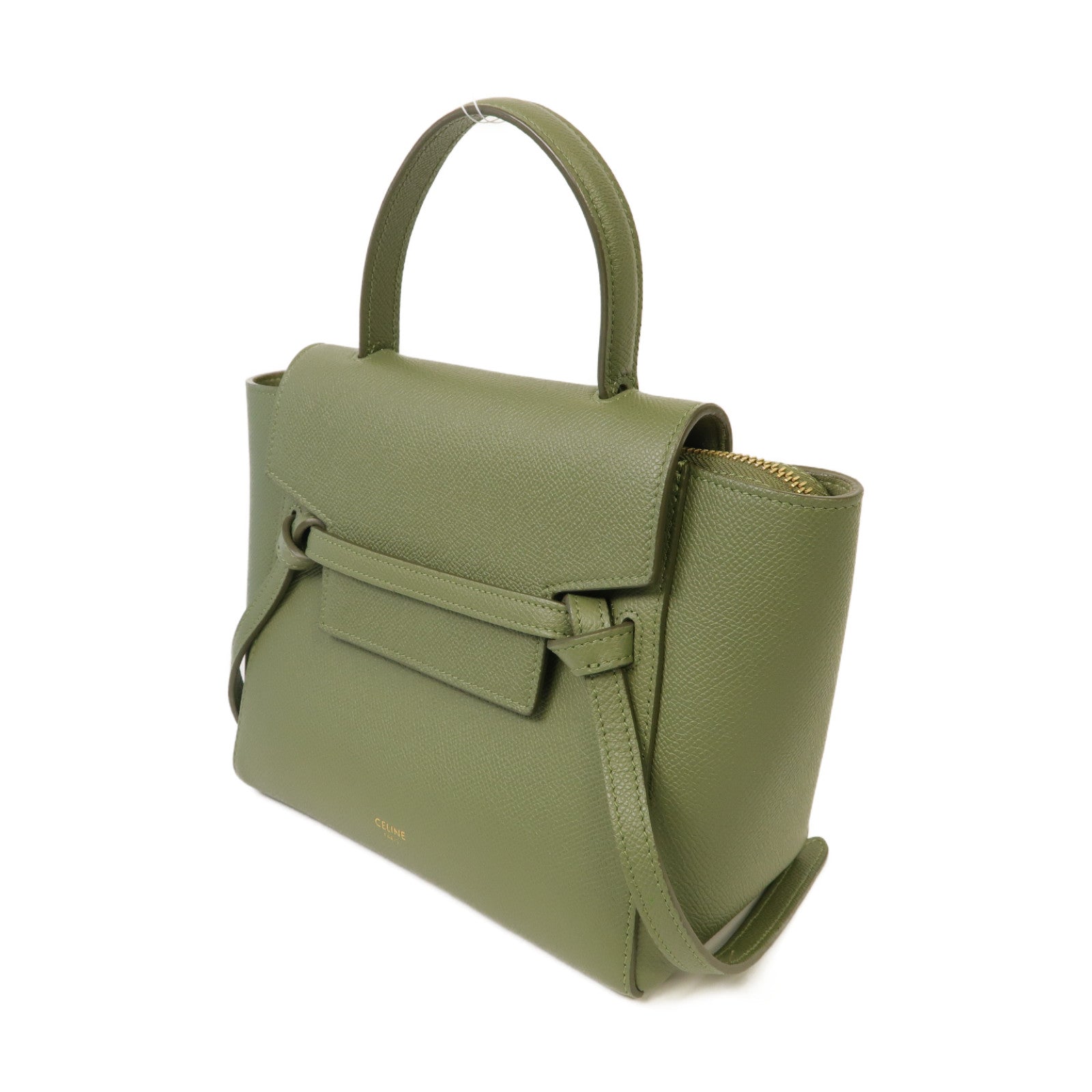 CELINE 牛皮皮革Nano Belt Bag金扣手挽肩背兩用袋綠色