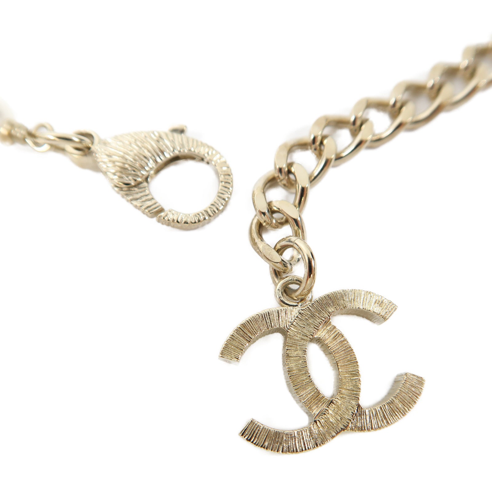 CHANEL 金屬/PVC Necklace項鍊金色/白色