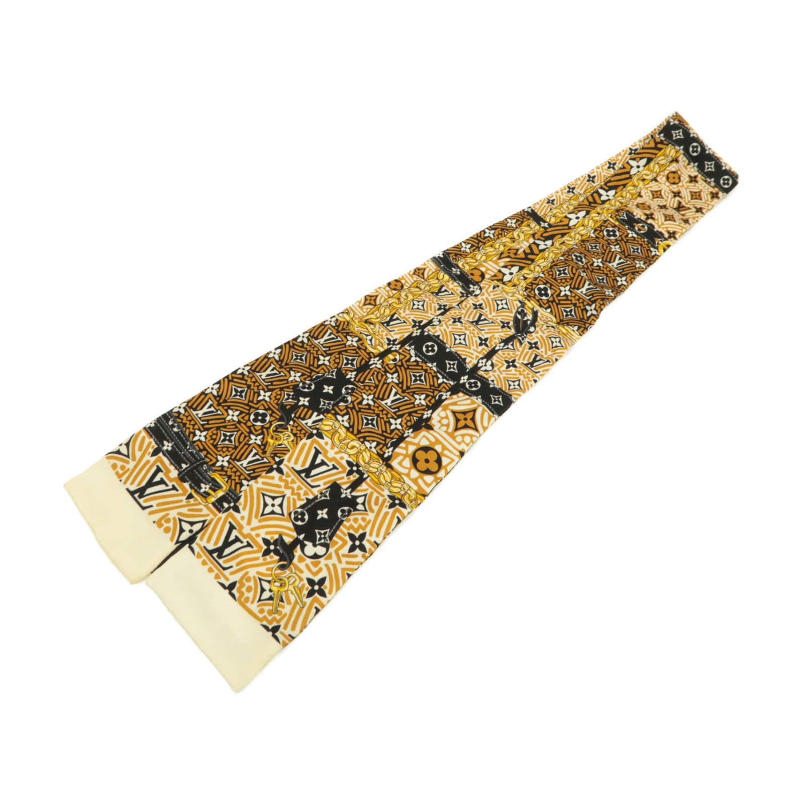 LOUIS VUITTON 絲質Crafty Confidential Bandeau絲巾啡色