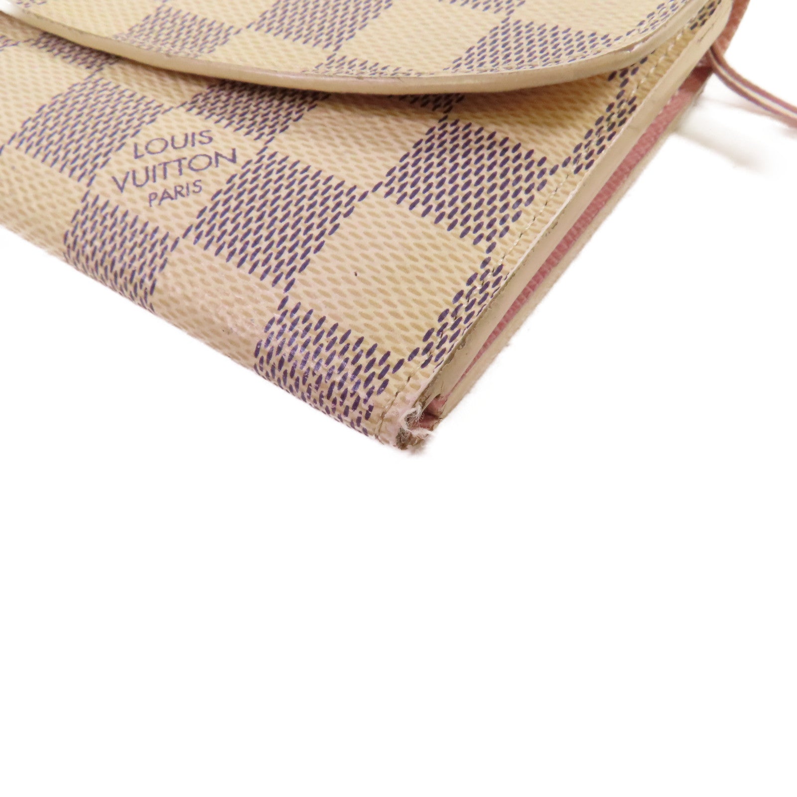 LOUIS VUITTON 【激減優惠】Damier Azur Emilie Long Wallet金扣長錢包米白色/粉紅色