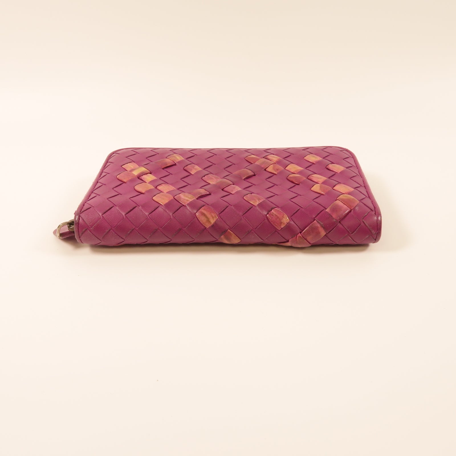 BOTTEGA VENETA 【激減優惠】羊皮皮革Long Wallet銀扣長錢包紫色