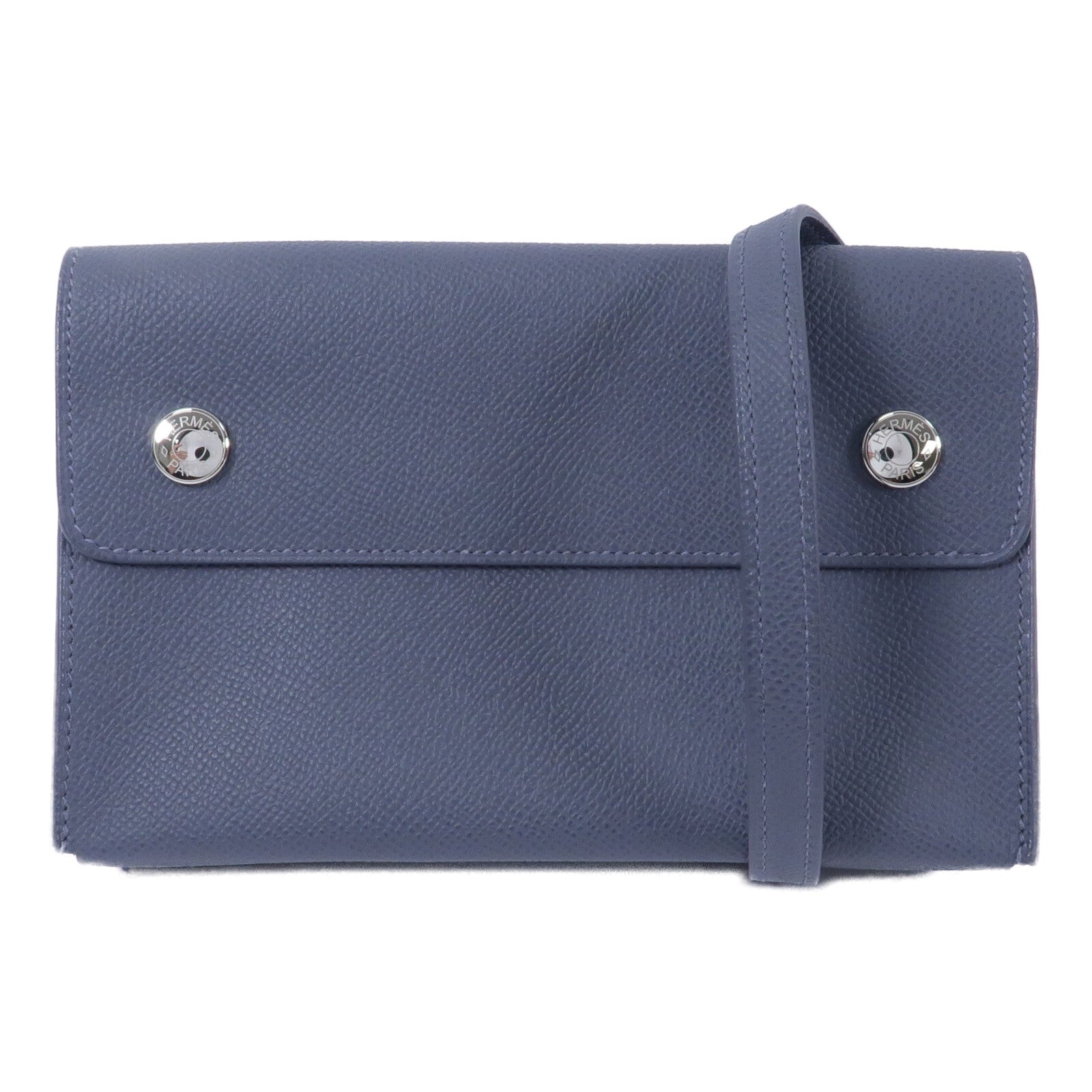 HERMES Epsom皮革Hermesnap Wallet Bag肩背袋Ardoise
