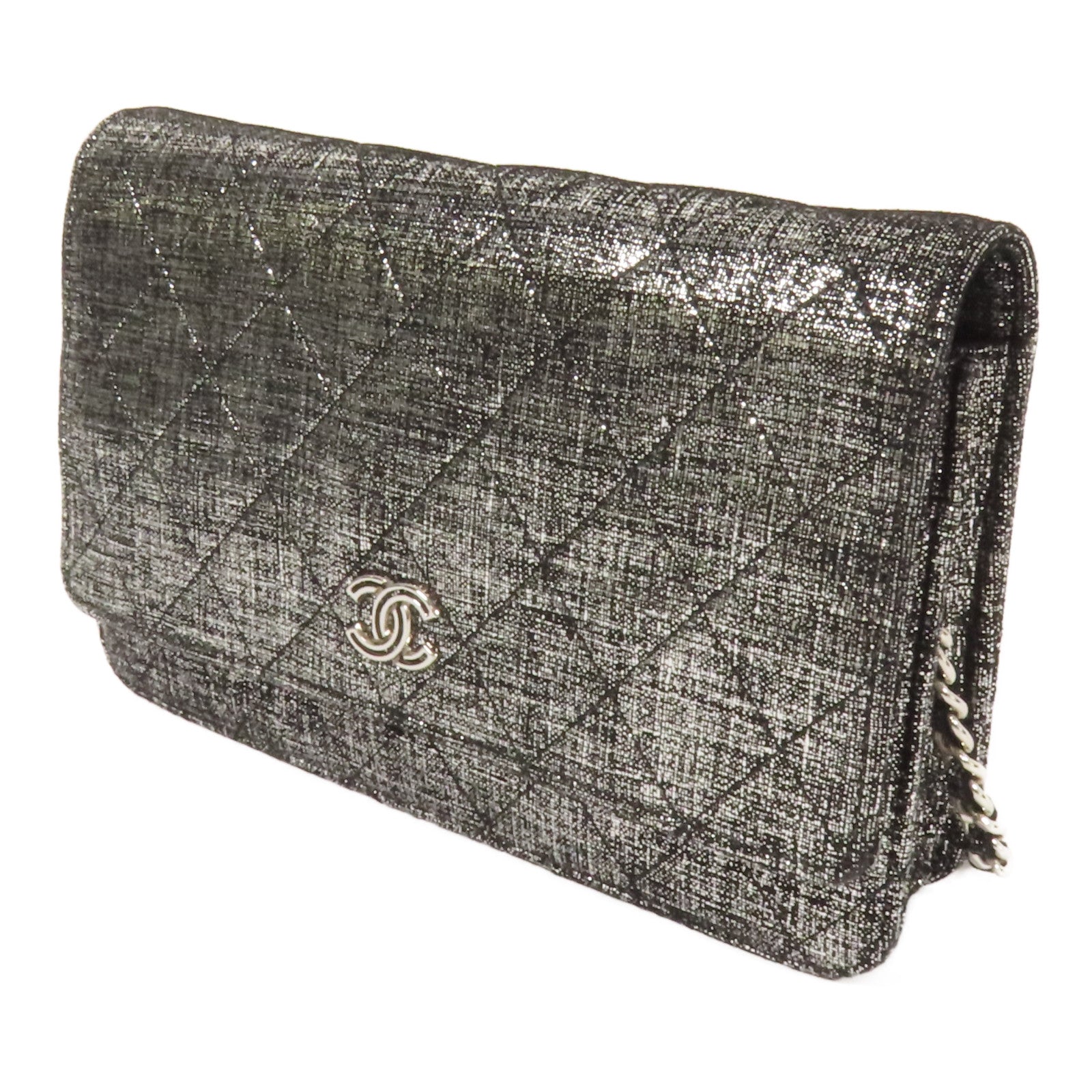 CHANEL 帆布WOC Wallet On Chain銀扣鏈帶肩背袋