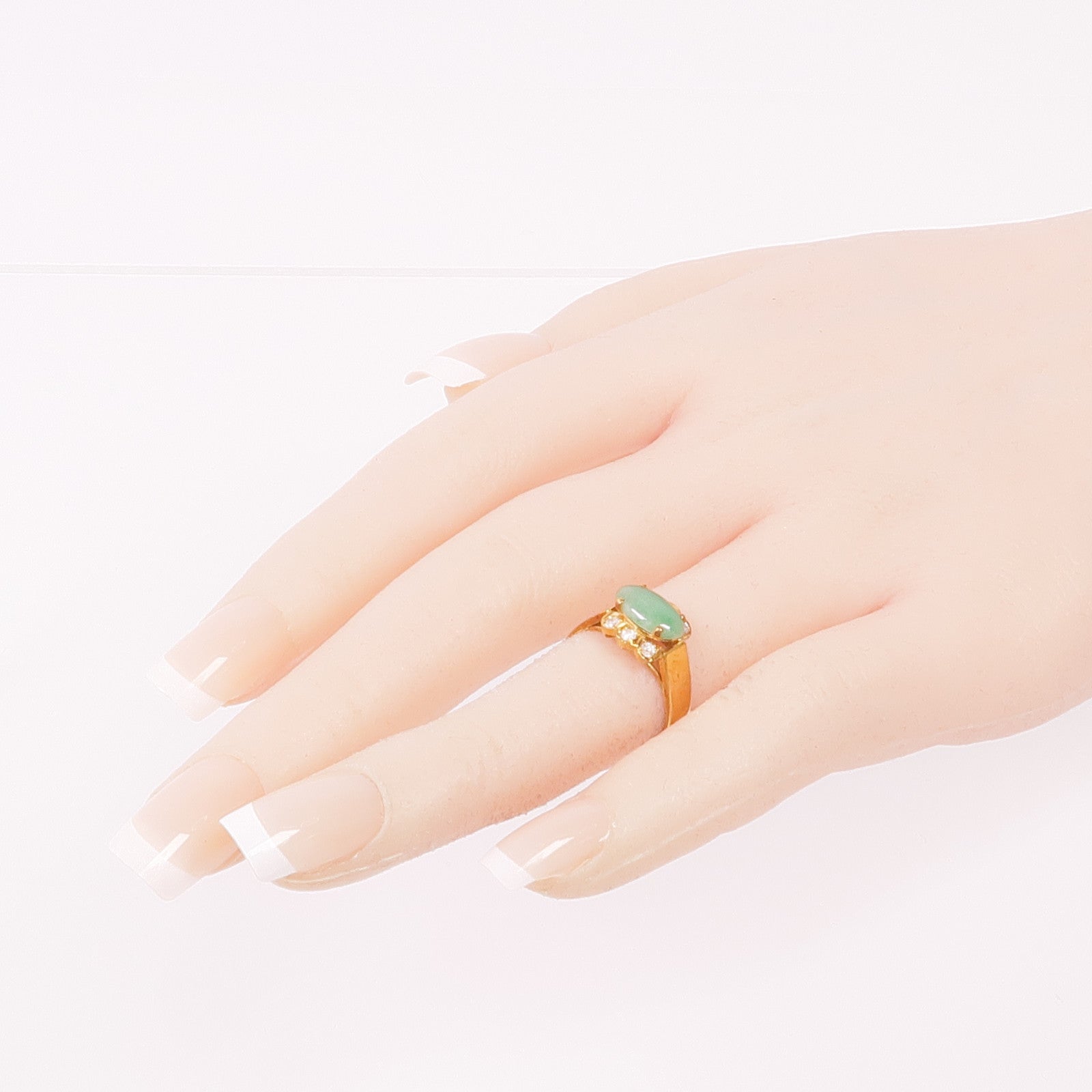 JEWELRY 【激減優惠】18K黃金Jade Diamond Ring翡翠/鑽石戒指US#5