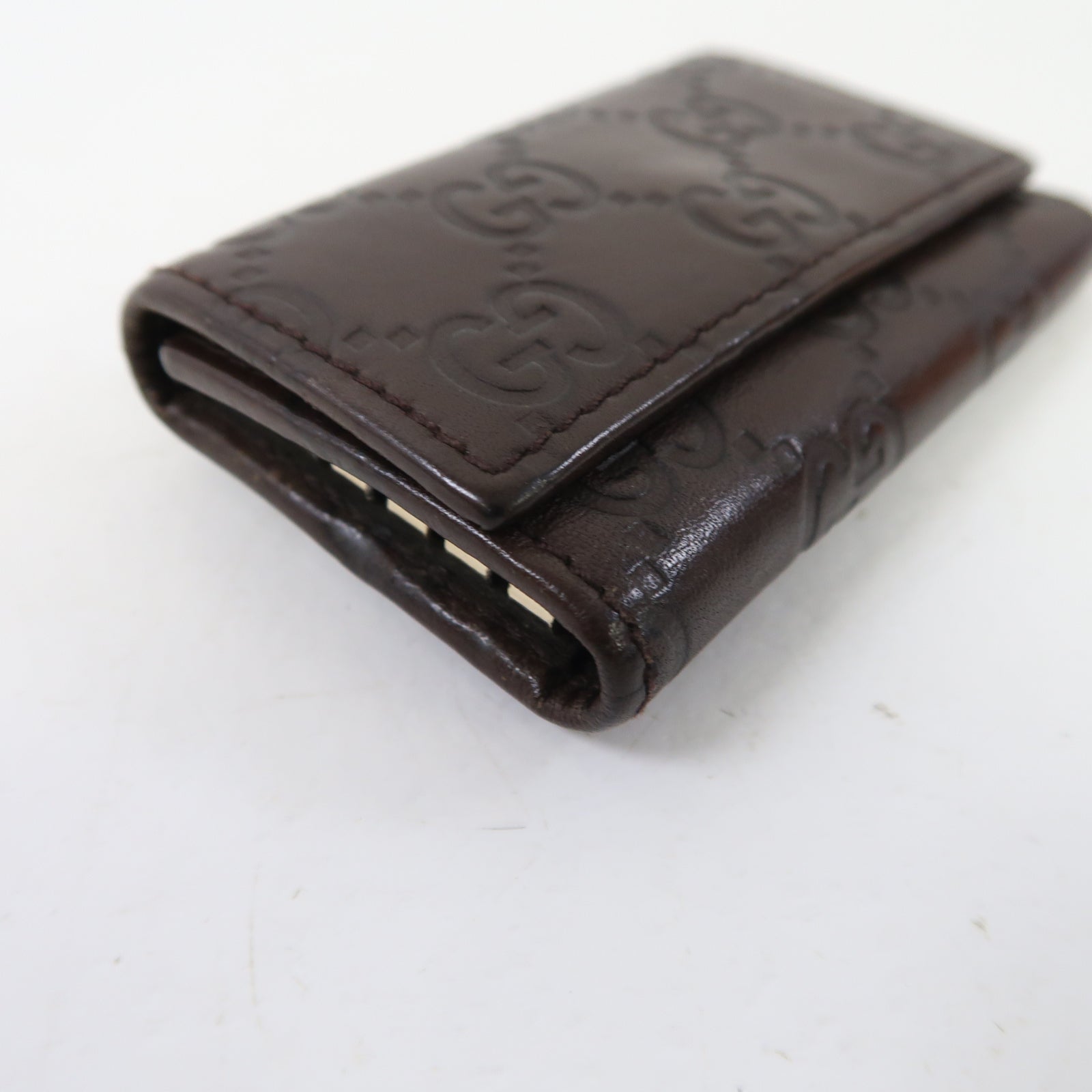 GUCCI 牛皮皮革Key Holder金扣鑰匙套啡色