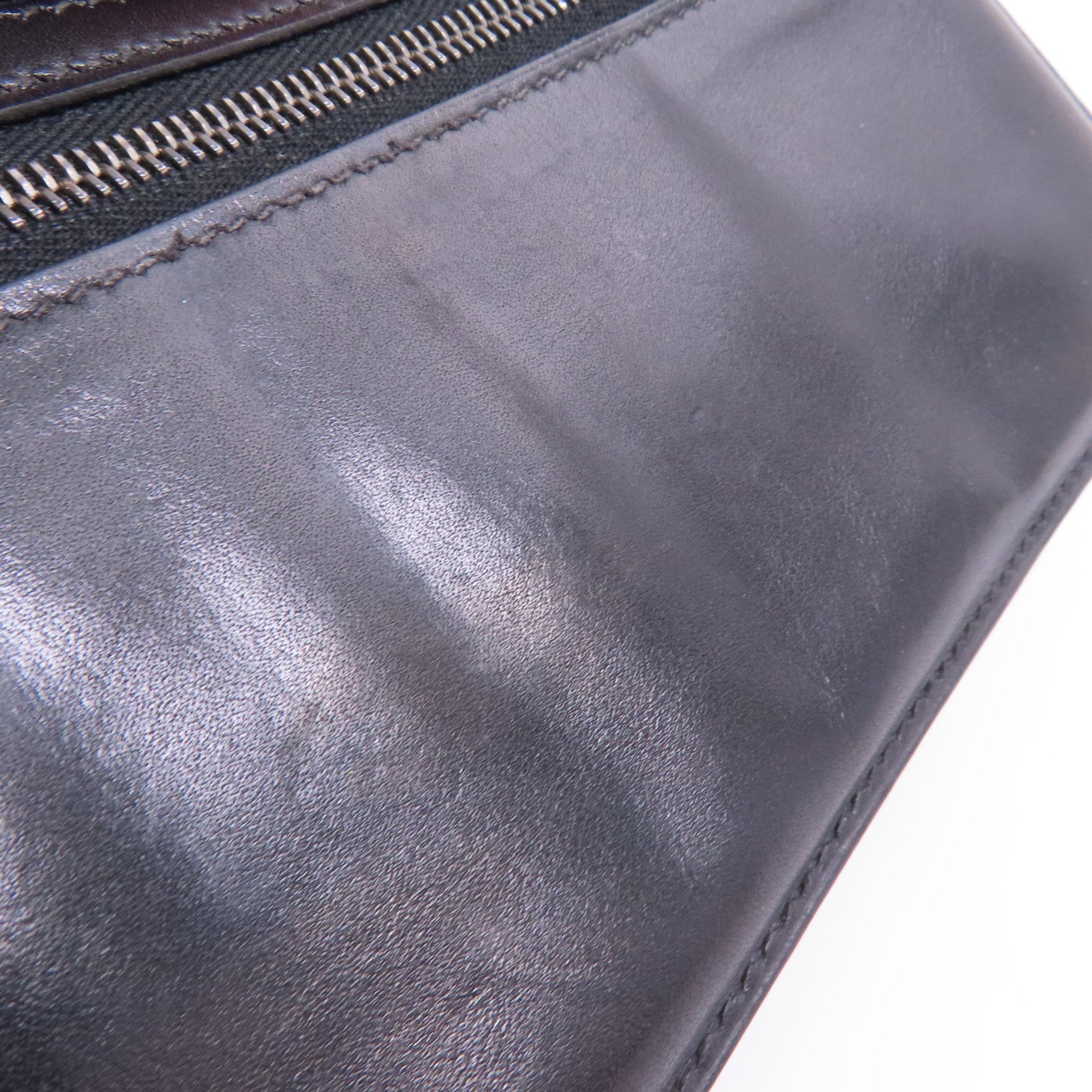 HERMES Box Calf皮革Bearn Bi Fold銀扣長錢包Noir