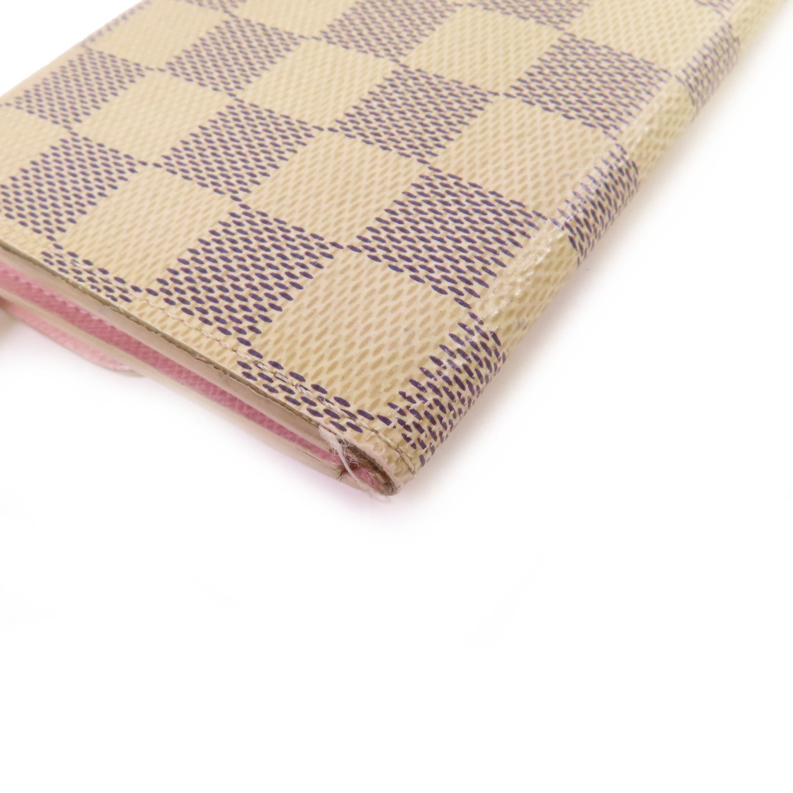 LOUIS VUITTON 【激減優惠】Damier Azur Emilie Long Wallet金扣長錢包米白色/粉紅色