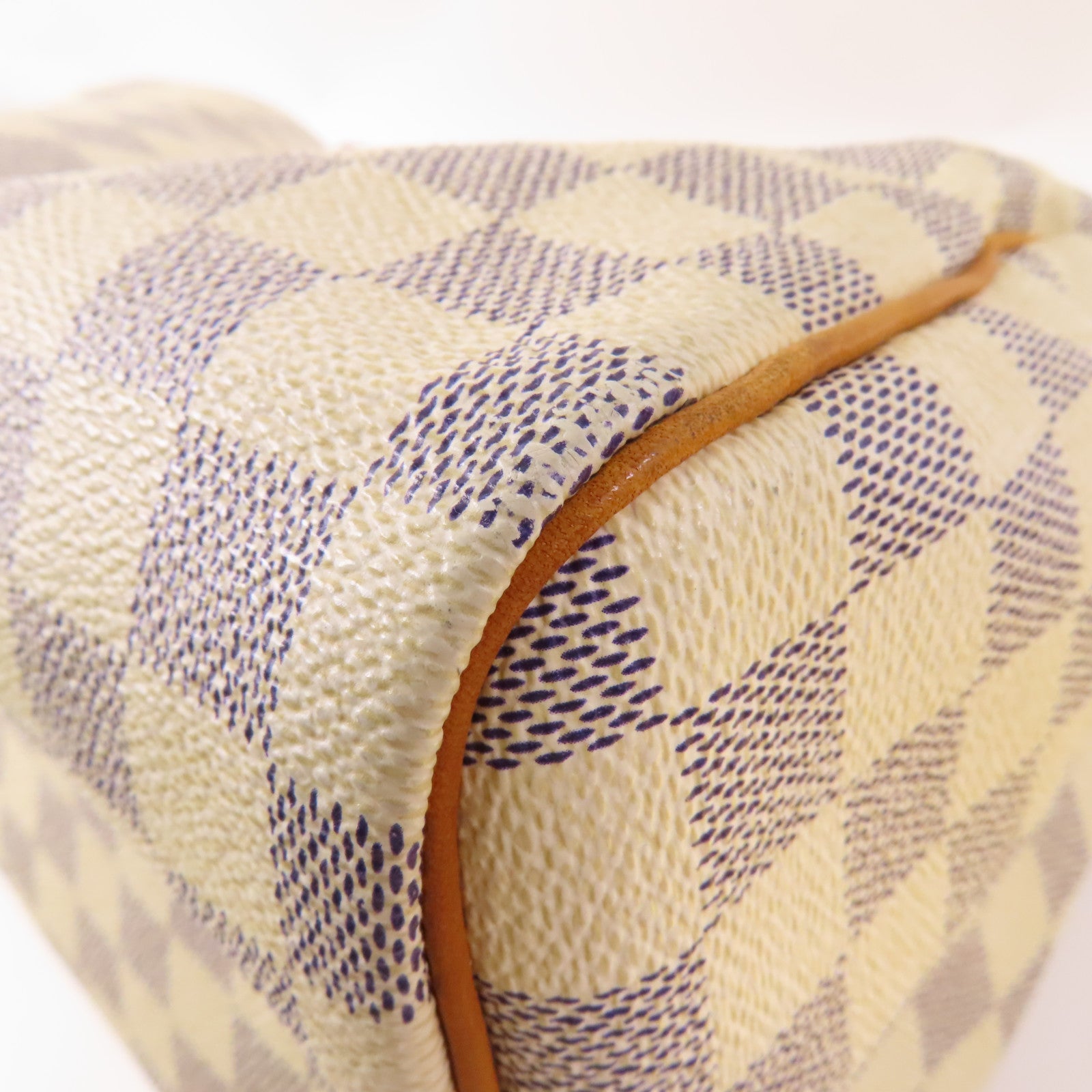 LOUIS VUITTON Damier Azur Speedy 30金扣手挽袋白色