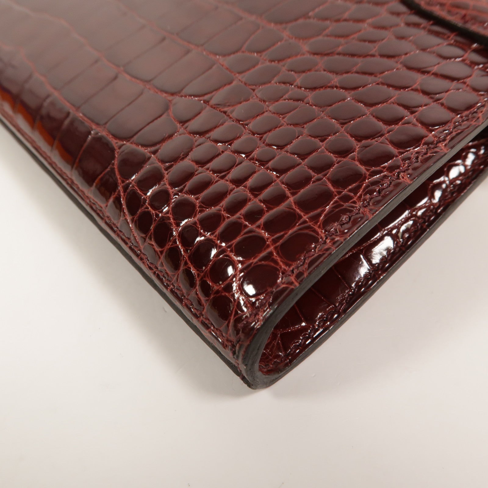 HERMES Alligator皮革Kelly Long Wallet長錢包Bourgogne
