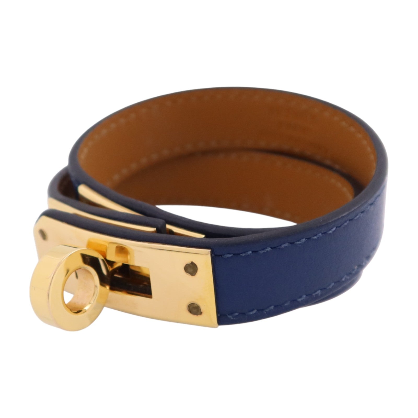 HERMES 【激減優惠】Swift皮革/金屬Kelly Double Bracelet T1金扣手鏈