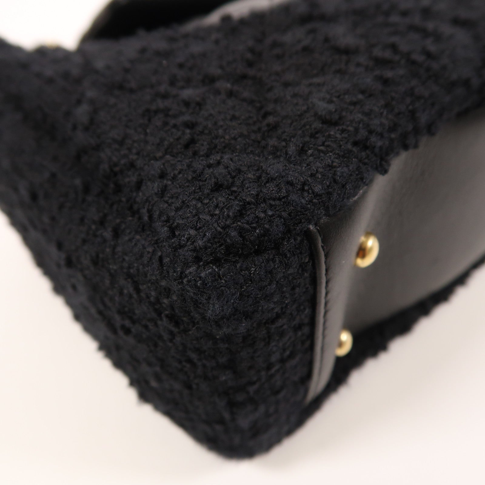 CHANEL 牛皮皮革/粗花呢2 Way Shoulder金扣手挽肩背兩用袋