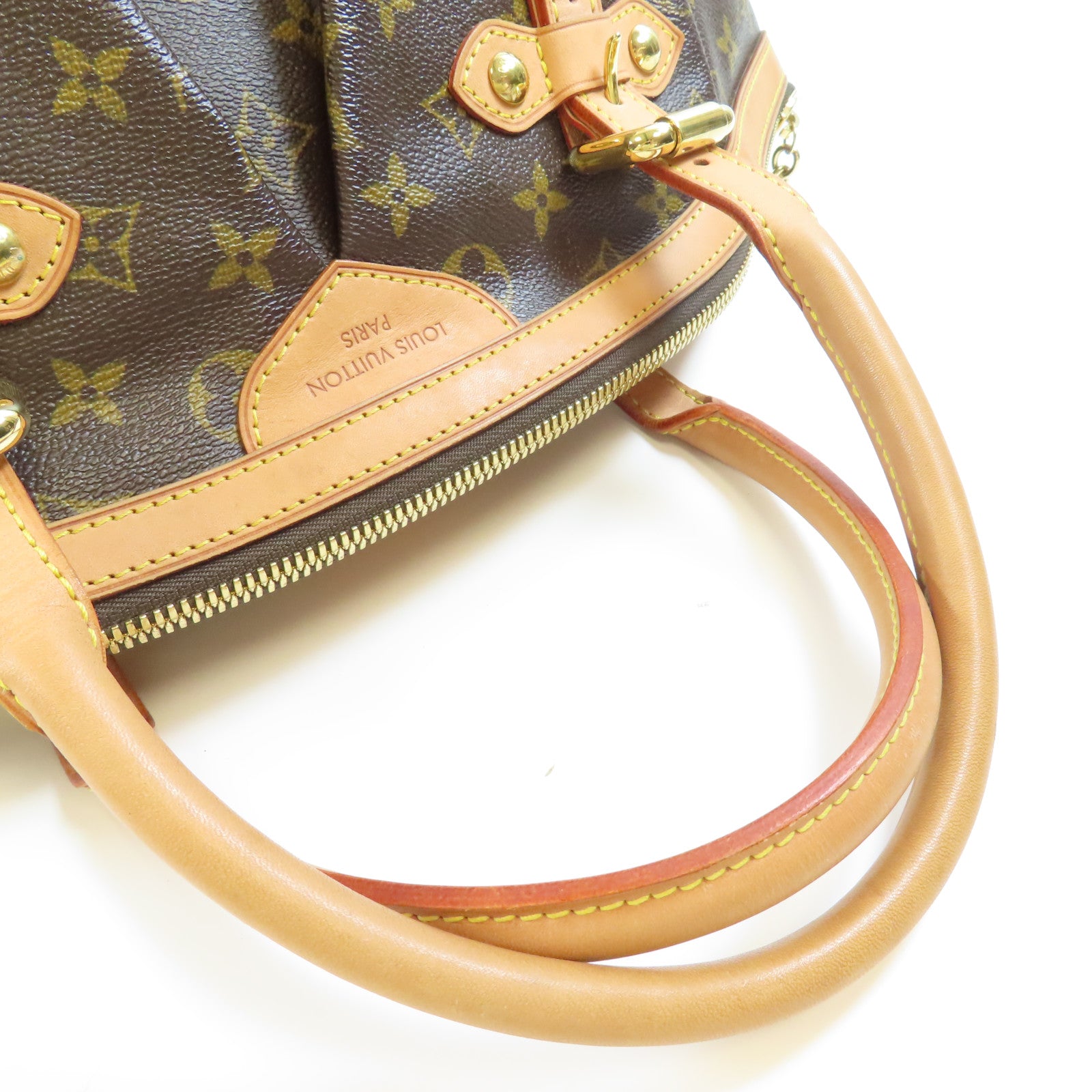 LOUIS VUITTON Monogram Tivoli GM金扣肩背袋棕色