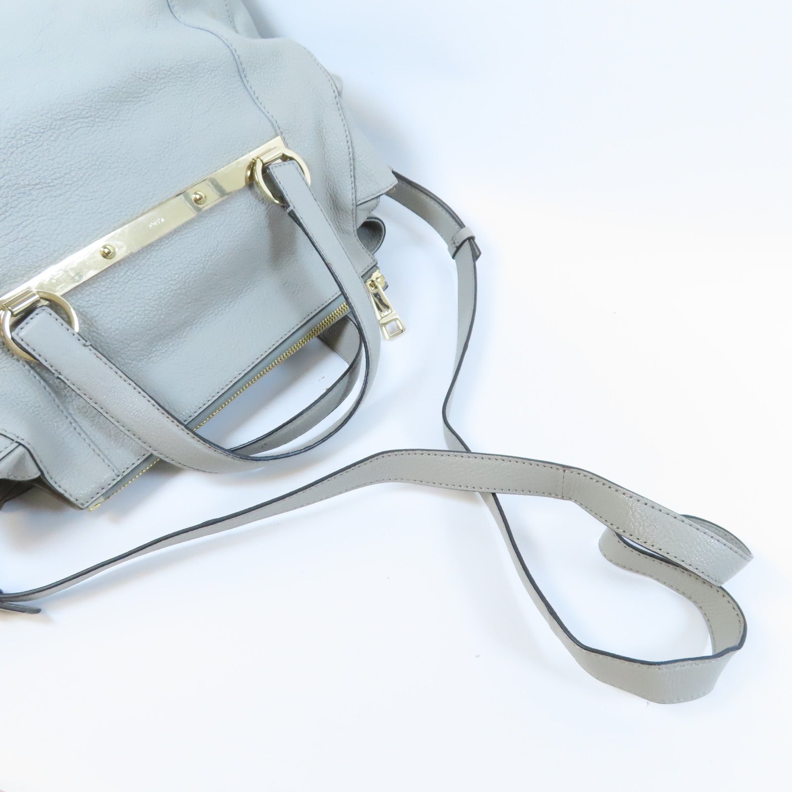 Chloe 【激減優惠】牛皮皮革2 Way Shoulder Bag金扣手挽肩背兩用袋灰色