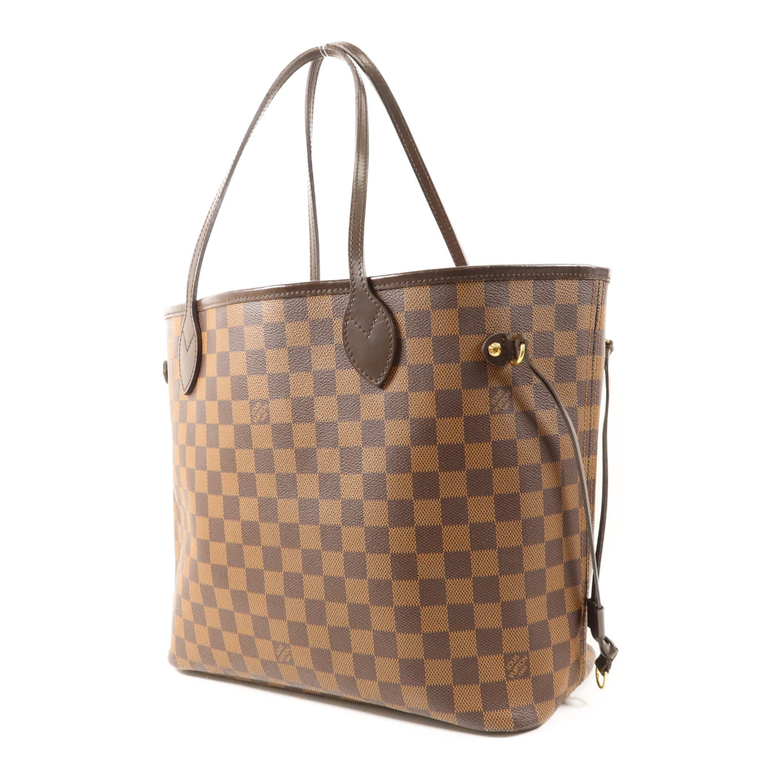 LOUIS VUITTON Damier Neverfull MM金扣手挽袋