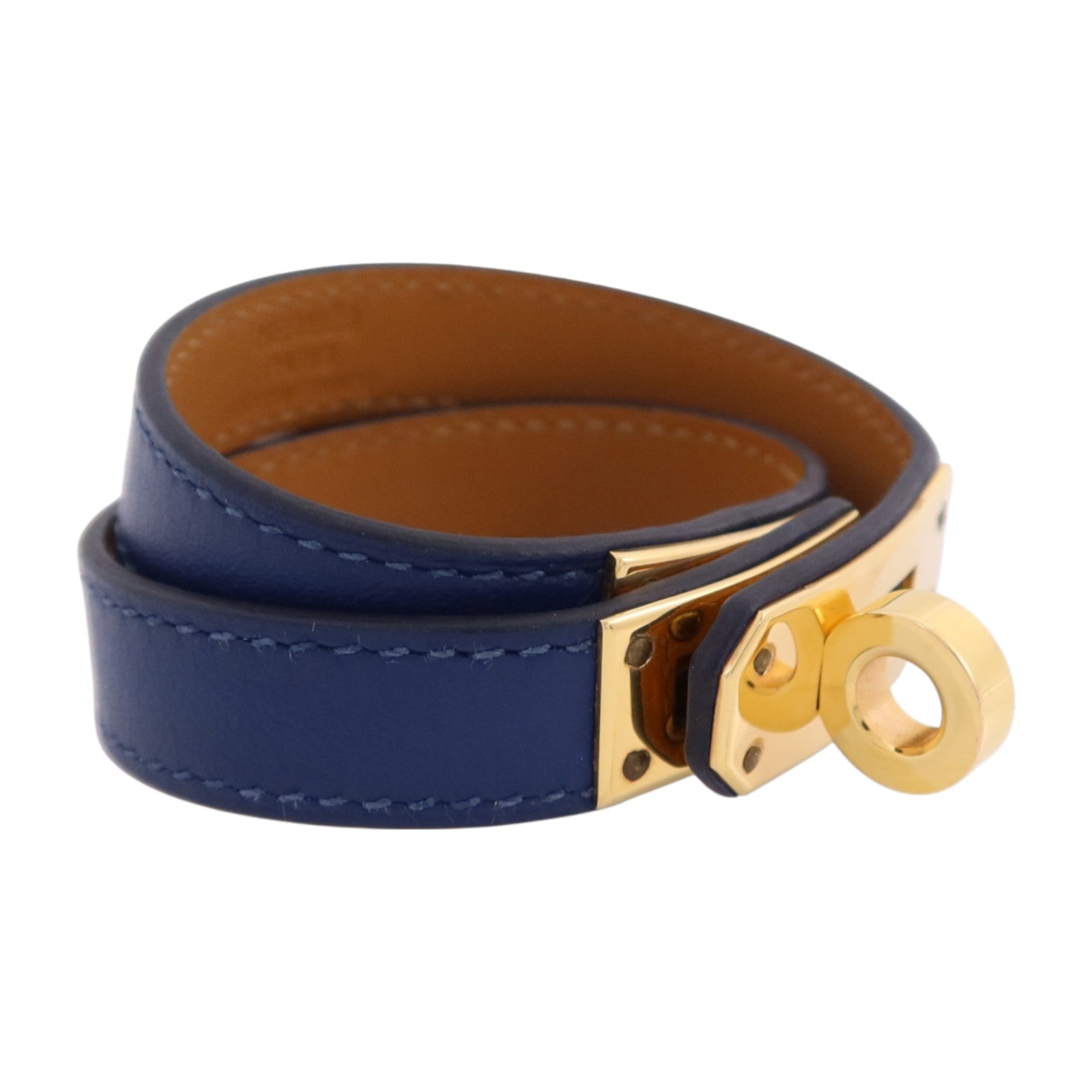 HERMES 【激減優惠】Swift皮革/金屬Kelly Double Bracelet T1金扣手鏈