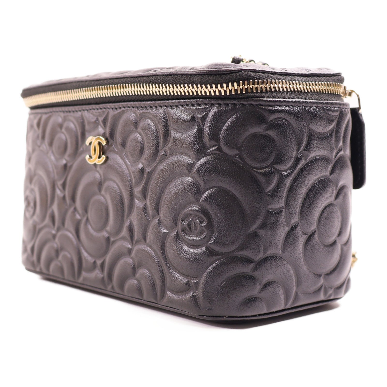 CHANEL CC GHW Vanity CaseChain Shoulder Bag Calfskin Leather Black