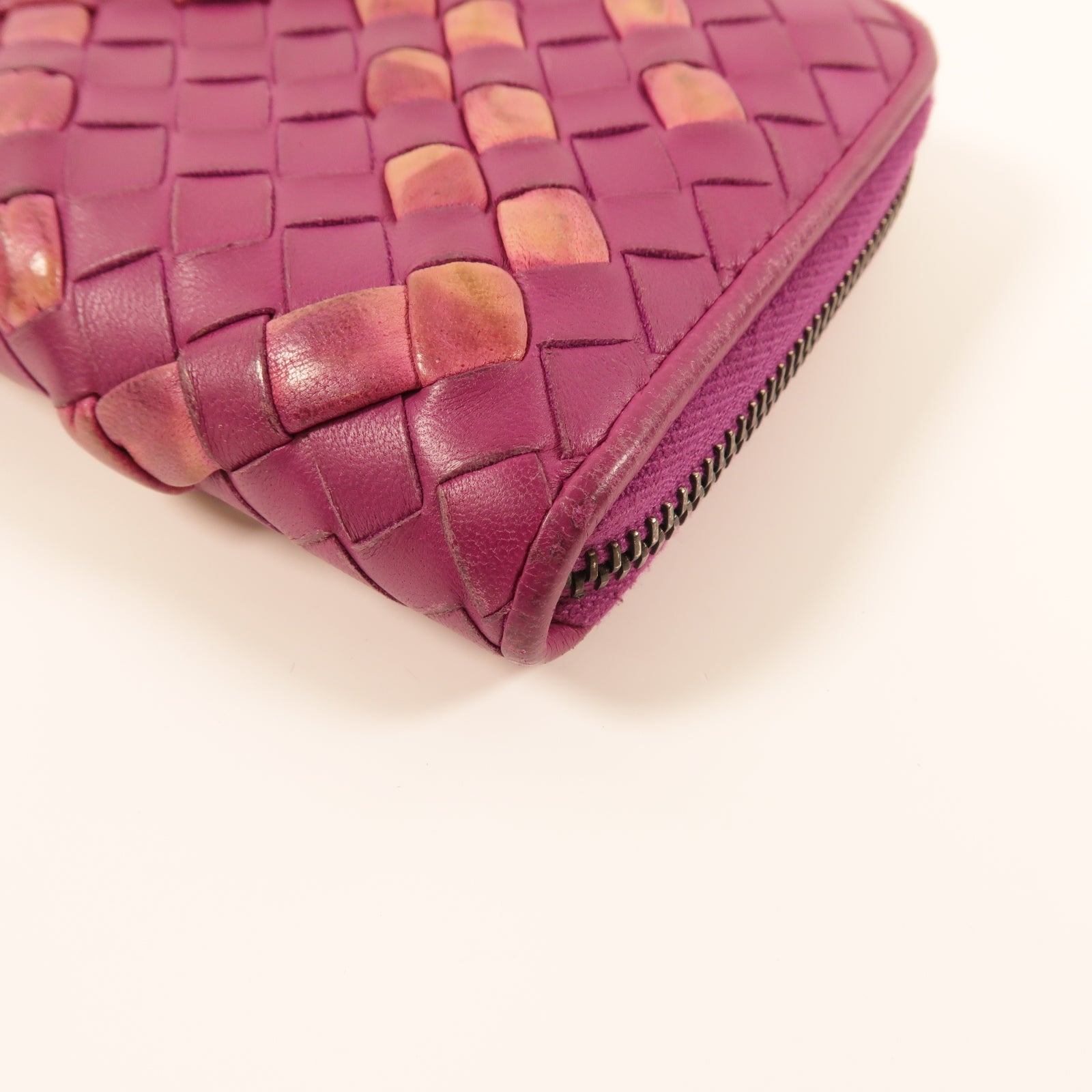 BOTTEGA VENETA 【激減優惠】羊皮皮革Long Wallet銀扣長錢包紫色