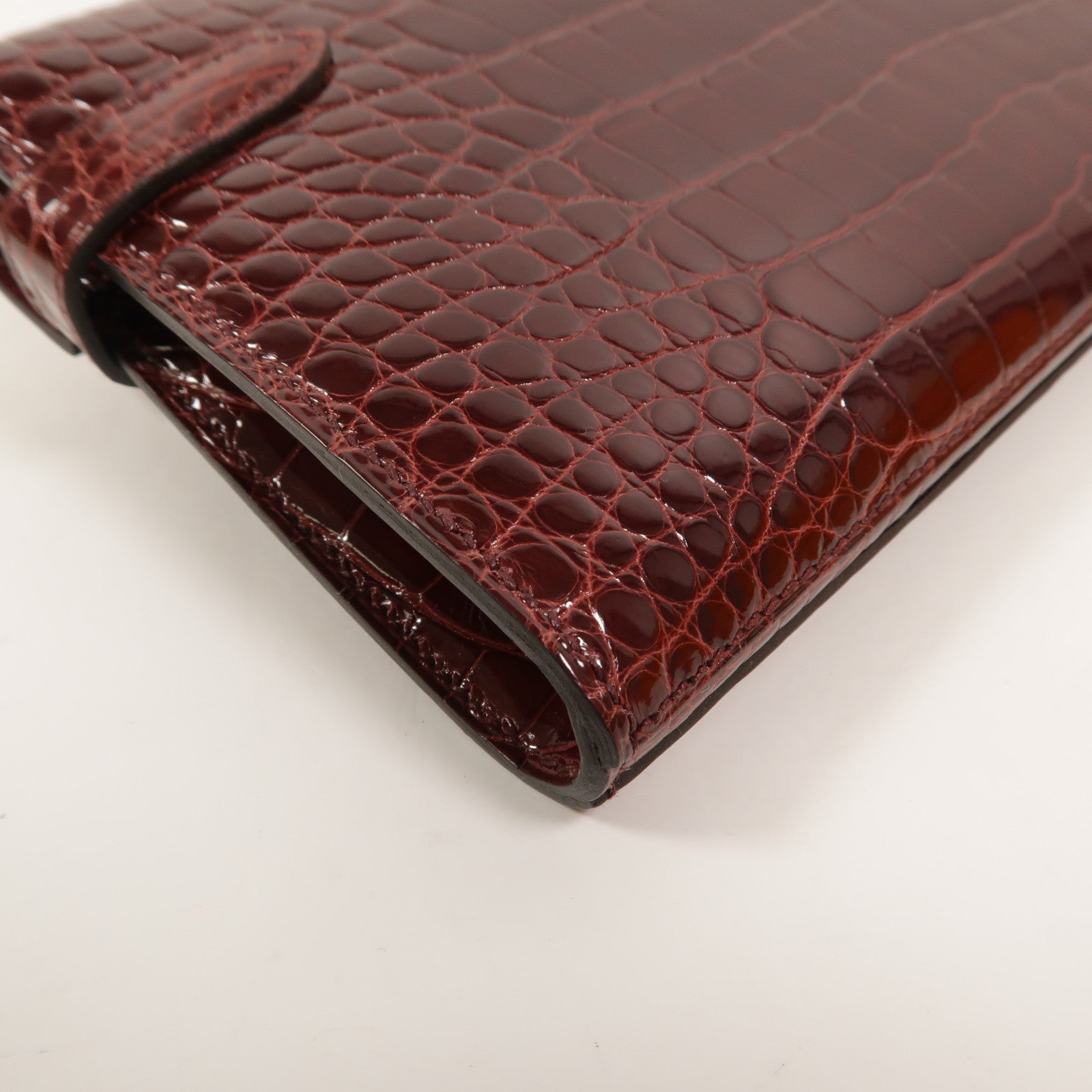 HERMES Alligator皮革Kelly Long Wallet長錢包Bourgogne