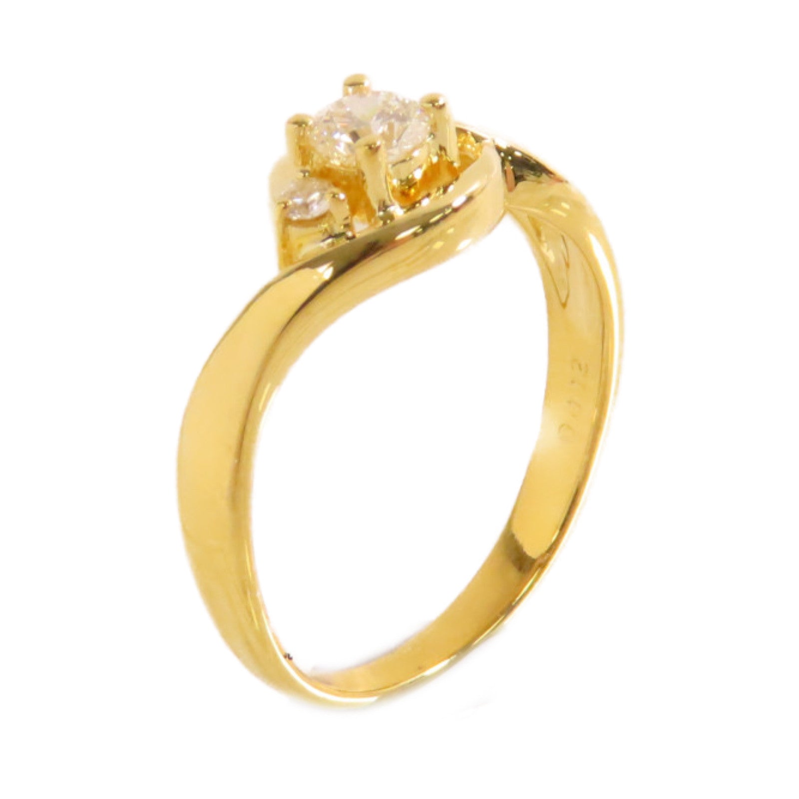 JEWELRY 【激減優惠】18K黃金/0.25ct鑽石/0.02ct鑽石Diamond Ring戒指US#6