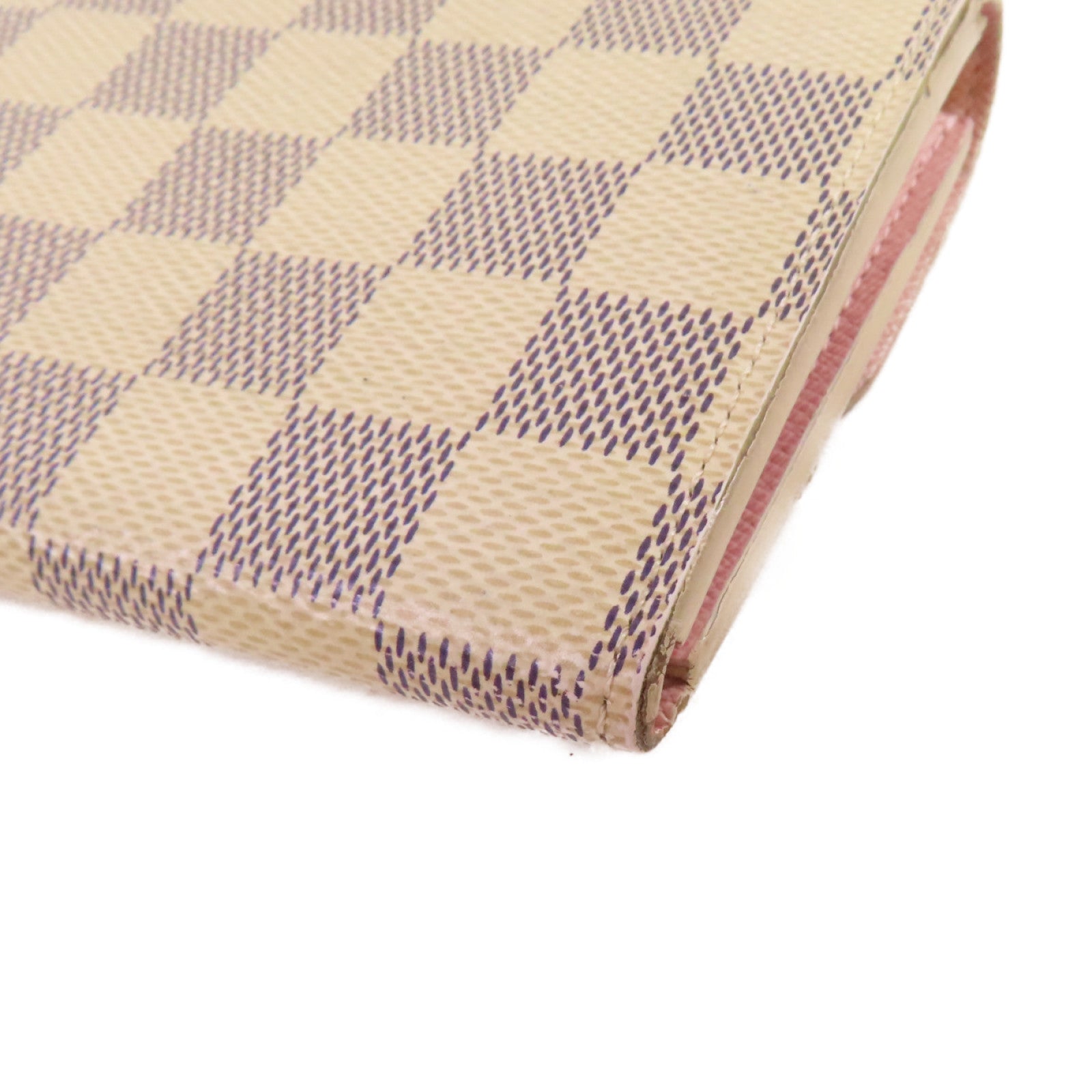 LOUIS VUITTON 【激減優惠】Damier Azur Emilie Long Wallet金扣長錢包米白色/粉紅色